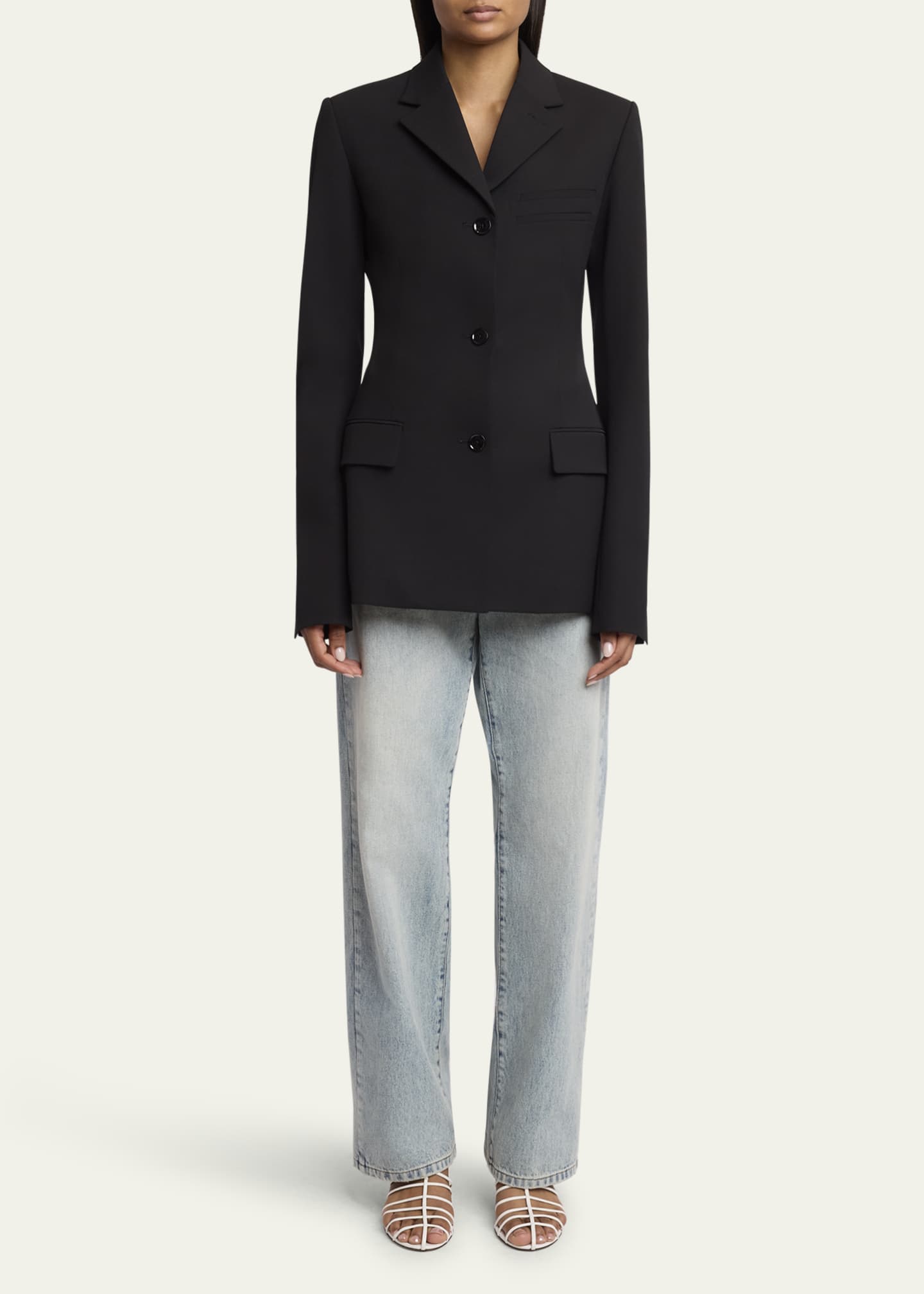 Proenza Schouler Lark Wool Gabardine Suiting Blazer Image 2 of 5