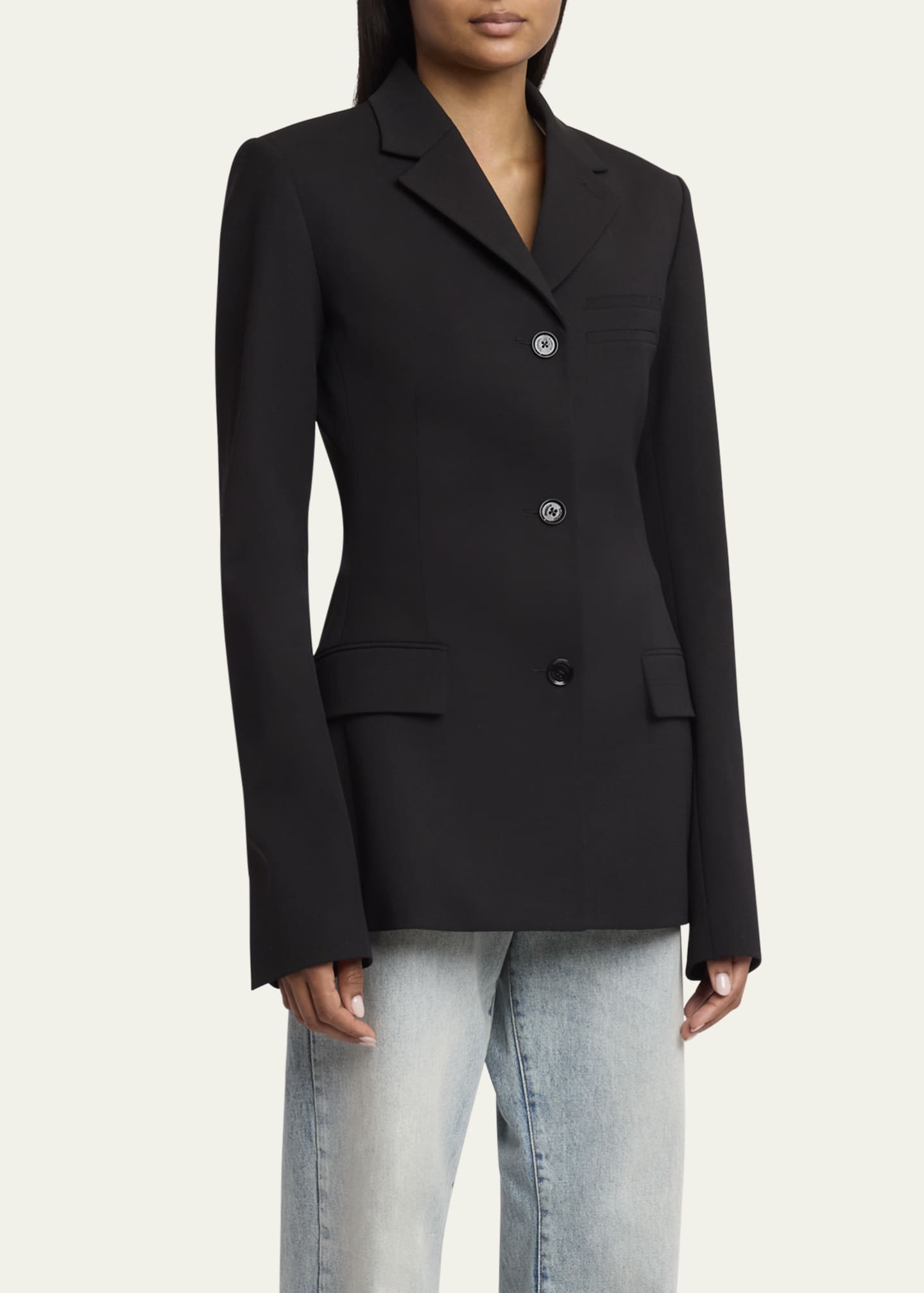 Proenza Schouler Lark Wool Gabardine Suiting Blazer Image 4 of 5