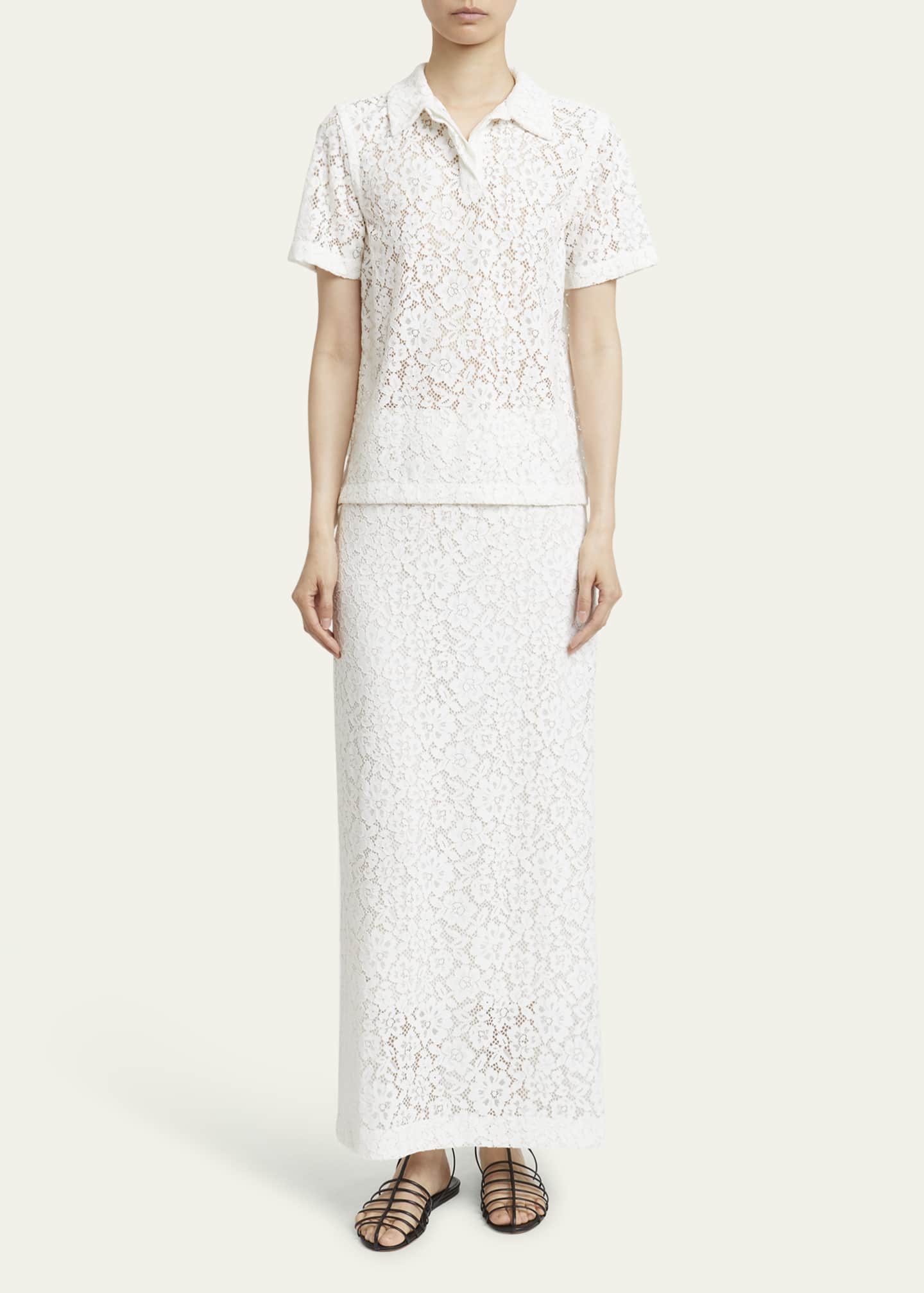 Proenza Schouler Kennedy Stretch Lace Polo Top Image 2 of 5