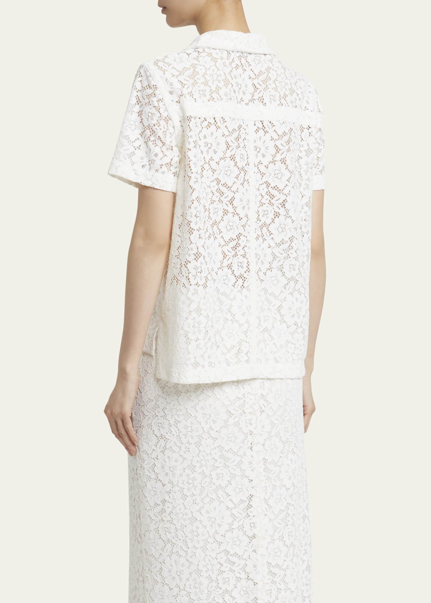 Proenza Schouler Kennedy Stretch Lace Polo Top Image 3 of 5