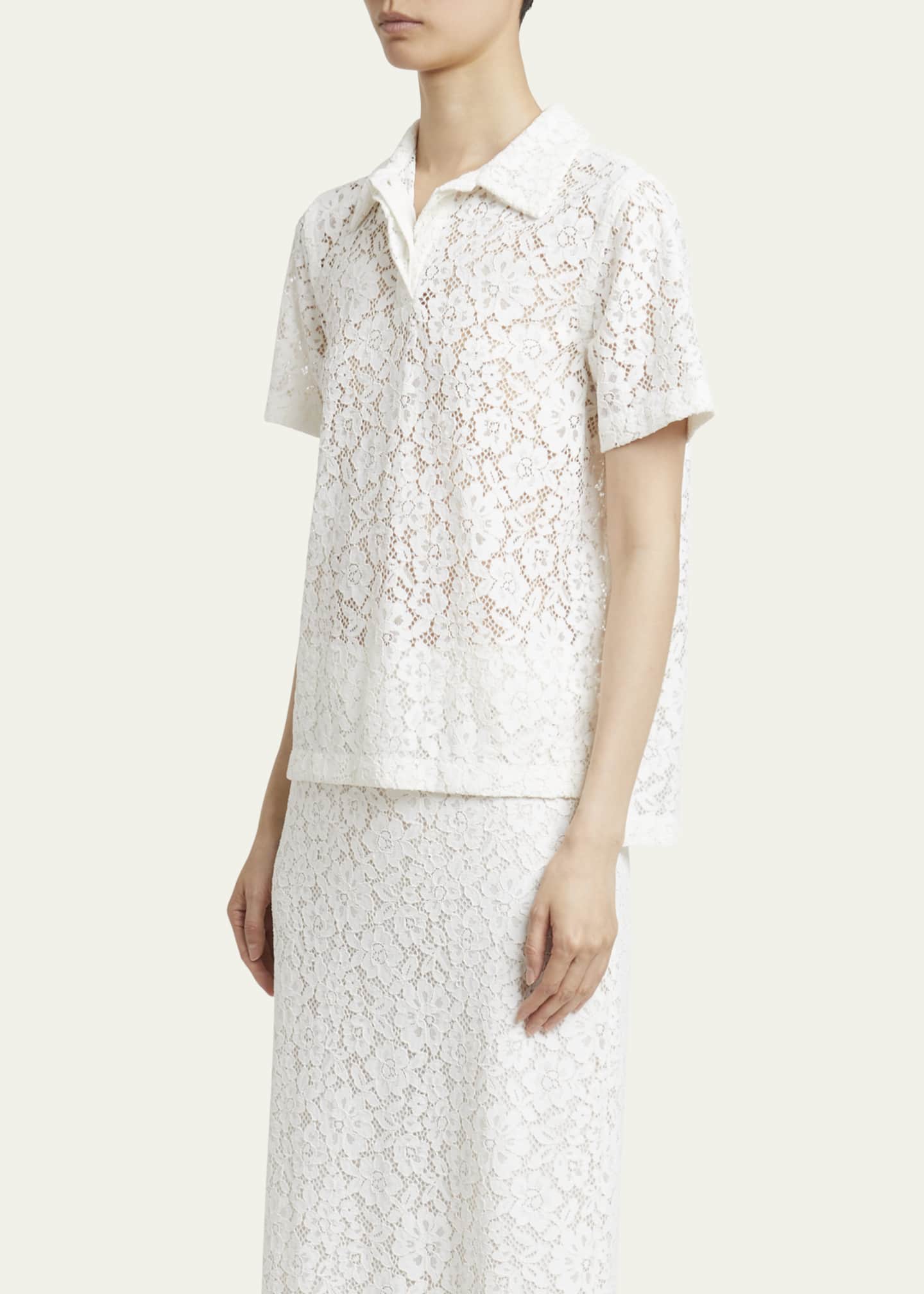 Proenza Schouler Kennedy Stretch Lace Polo Top Image 4 of 5