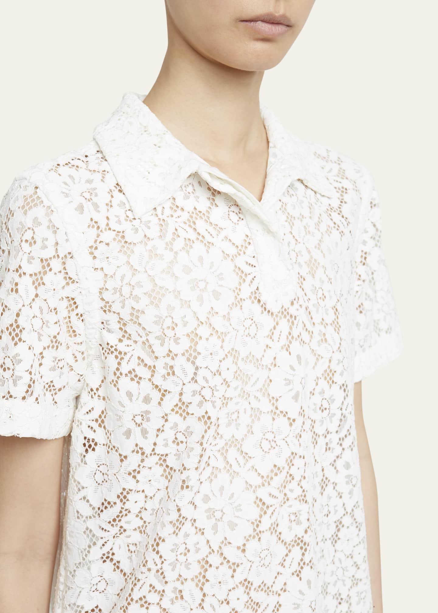 Proenza Schouler Kennedy Stretch Lace Polo Top Image 5 of 5