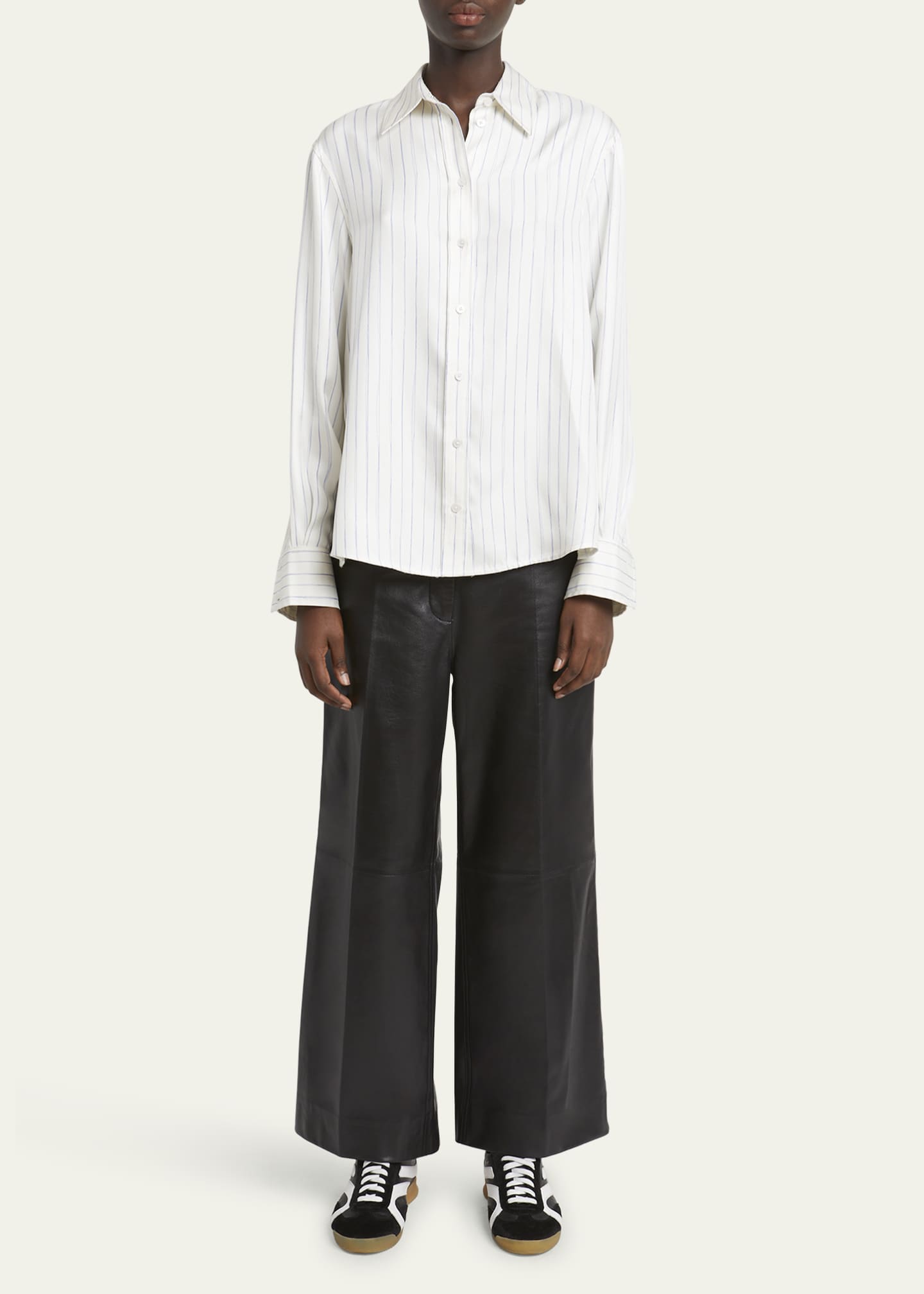 Proenza Schouler Madison Stripe Button-Down Silk Twill Top Image 2 of 5