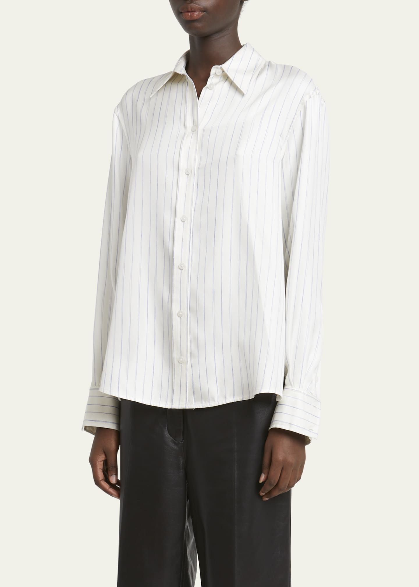 Proenza Schouler Madison Stripe Button-Down Silk Twill Top Image 4 of 5