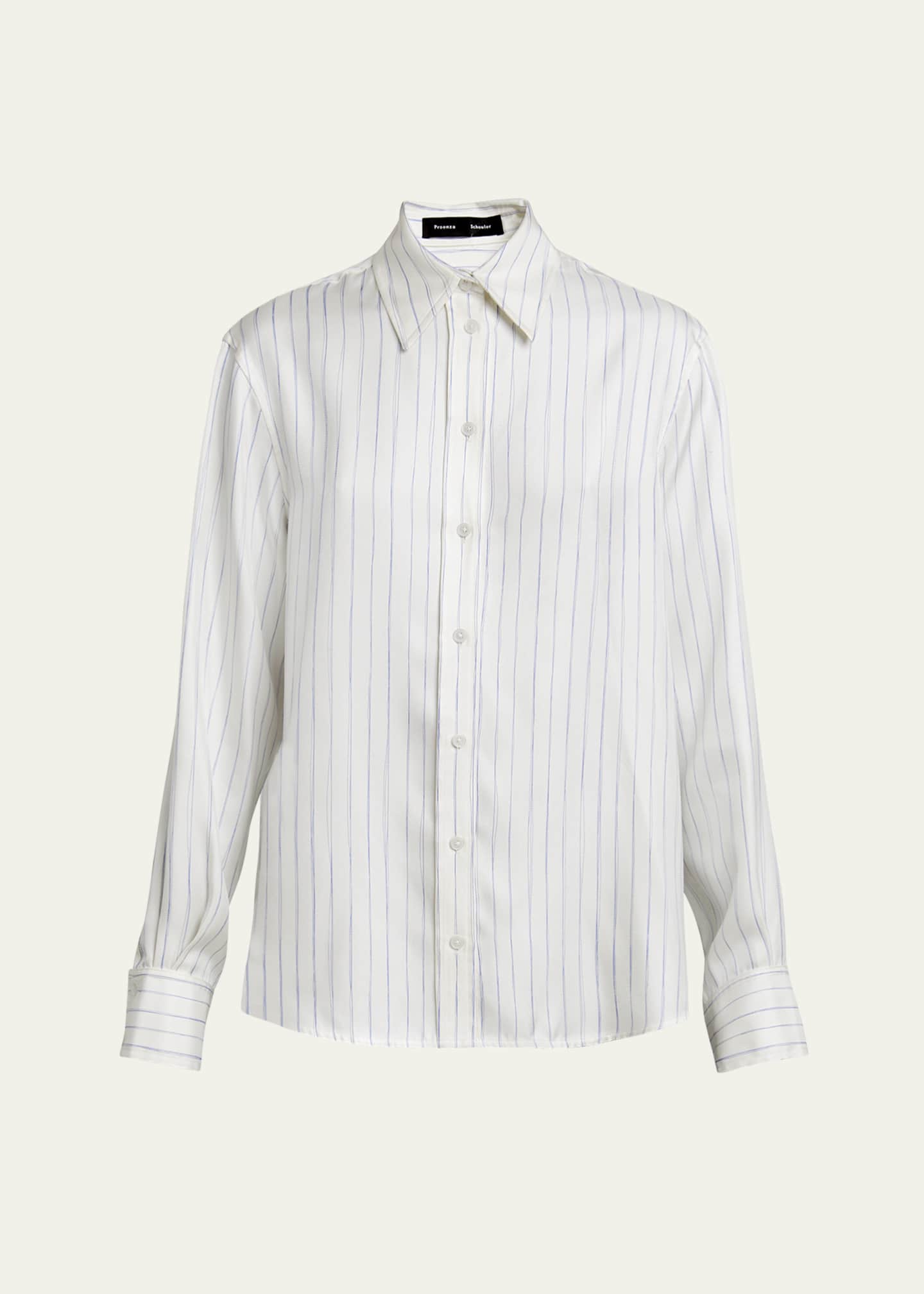 Proenza Schouler Madison Stripe Button-Down Silk Twill Top Image 1 of 5