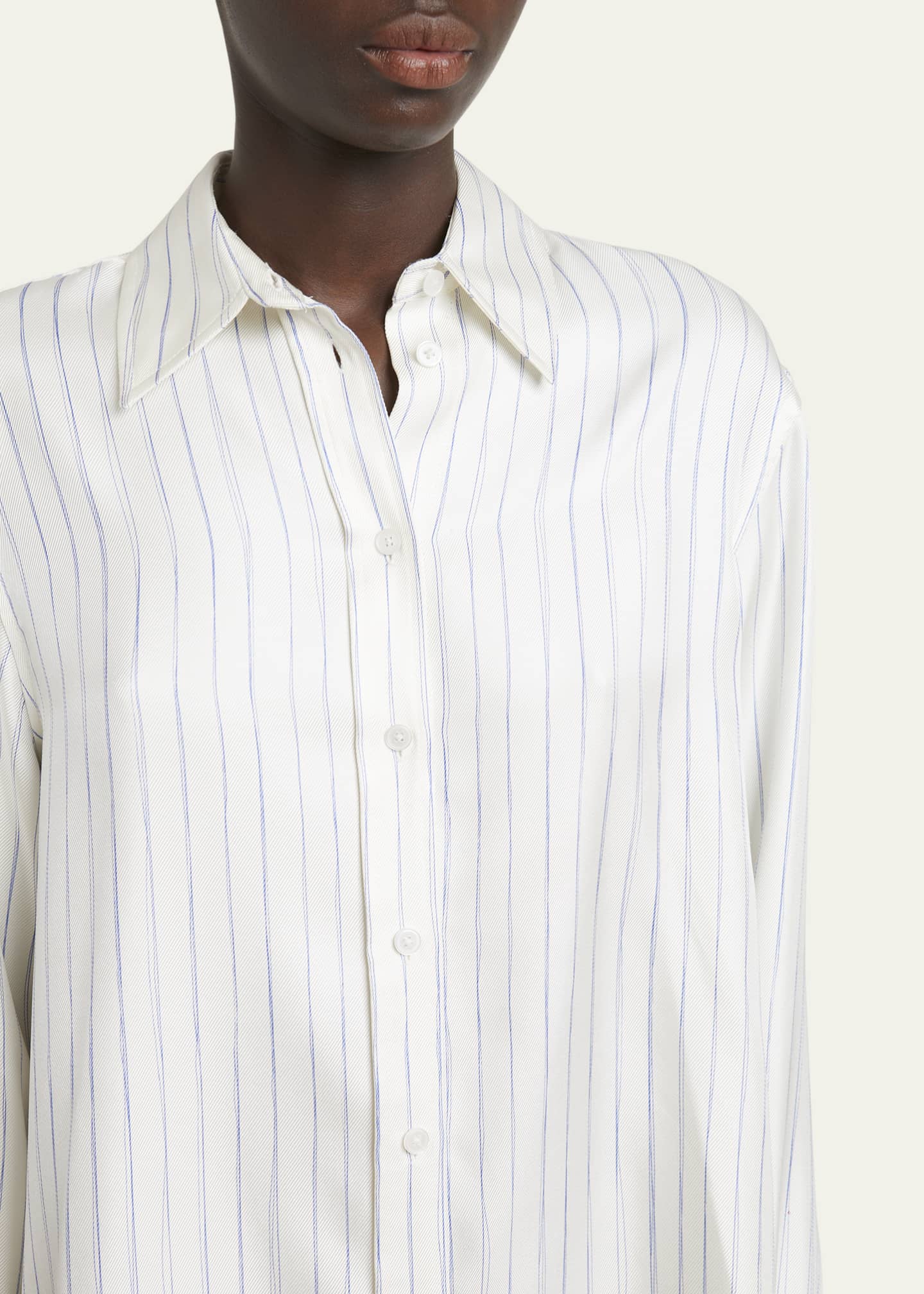 Proenza Schouler Madison Stripe Button-Down Silk Twill Top Image 5 of 5