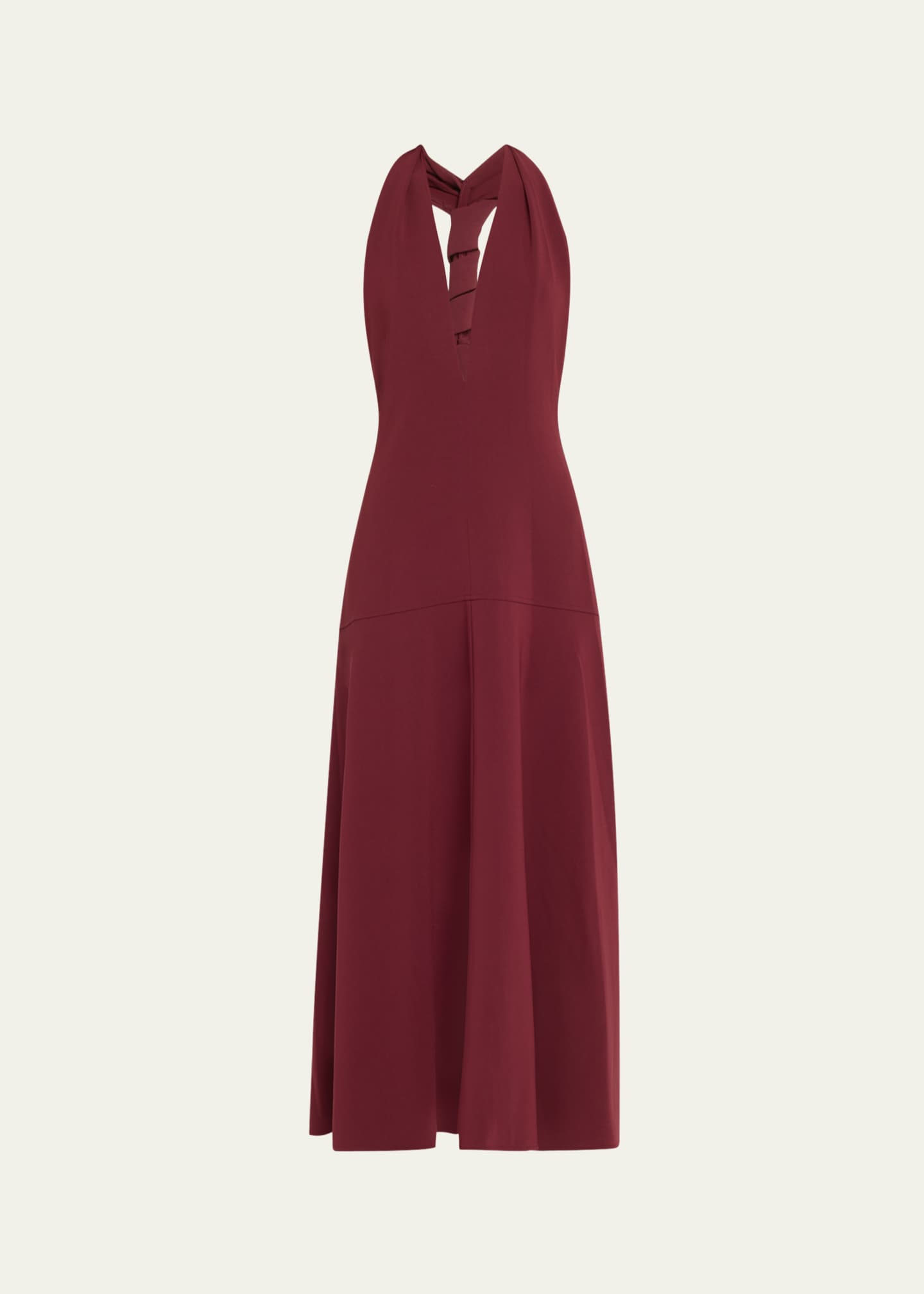 Proenza Schouler Plunging Halter Twisted Matte Viscose Maxi Dress Image 1 of 5