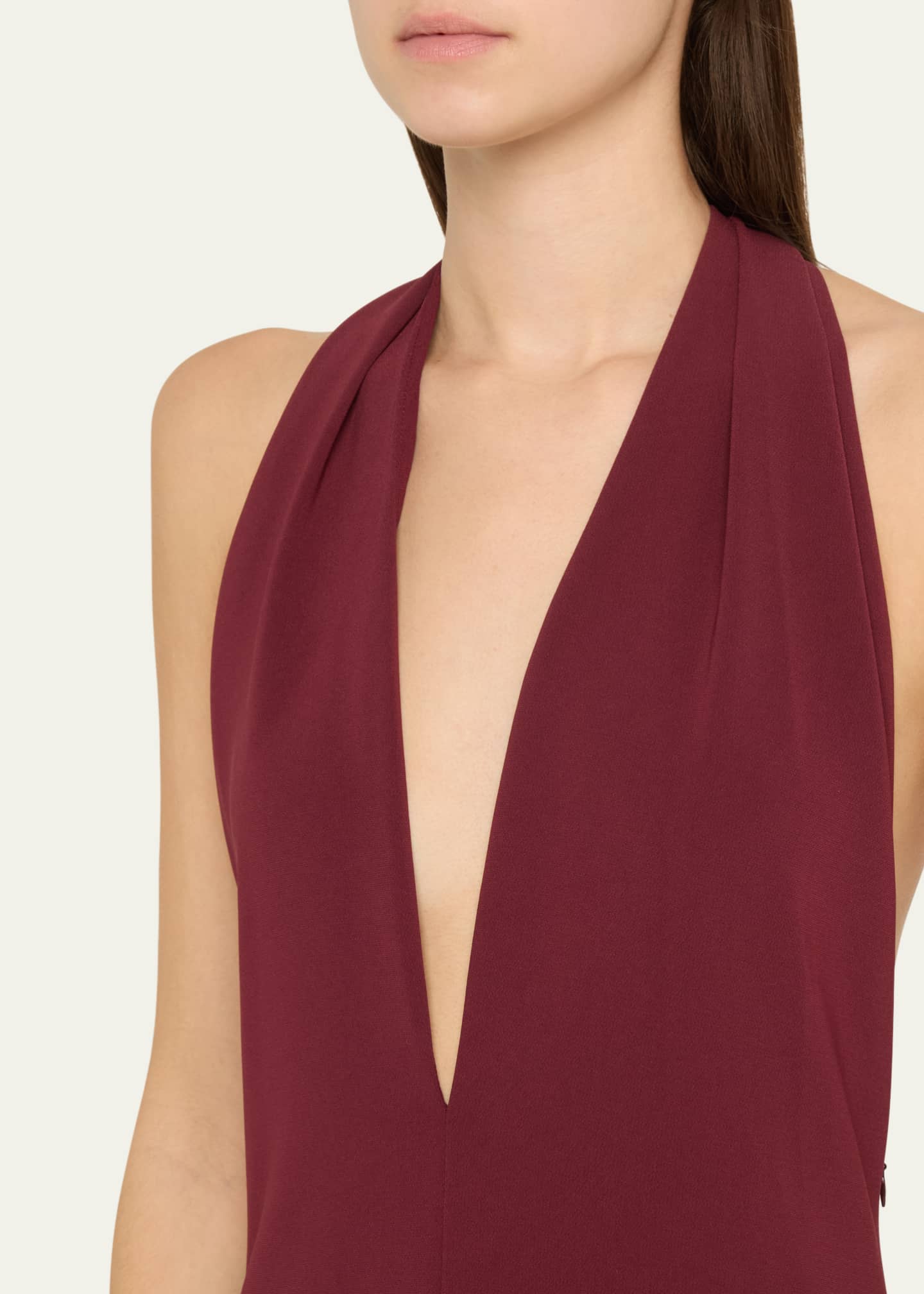 Proenza Schouler Plunging Halter Twisted Matte Viscose Maxi Dress Image 5 of 5