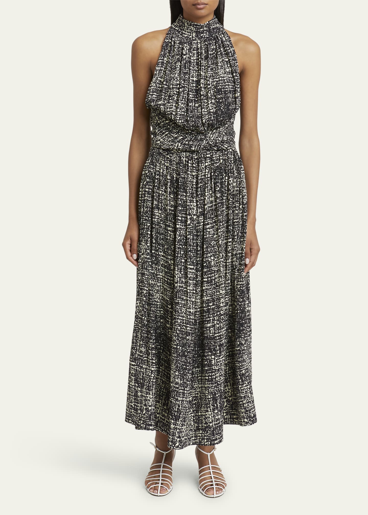 Lola Halter Printed Viscose Crepe Midi Dress