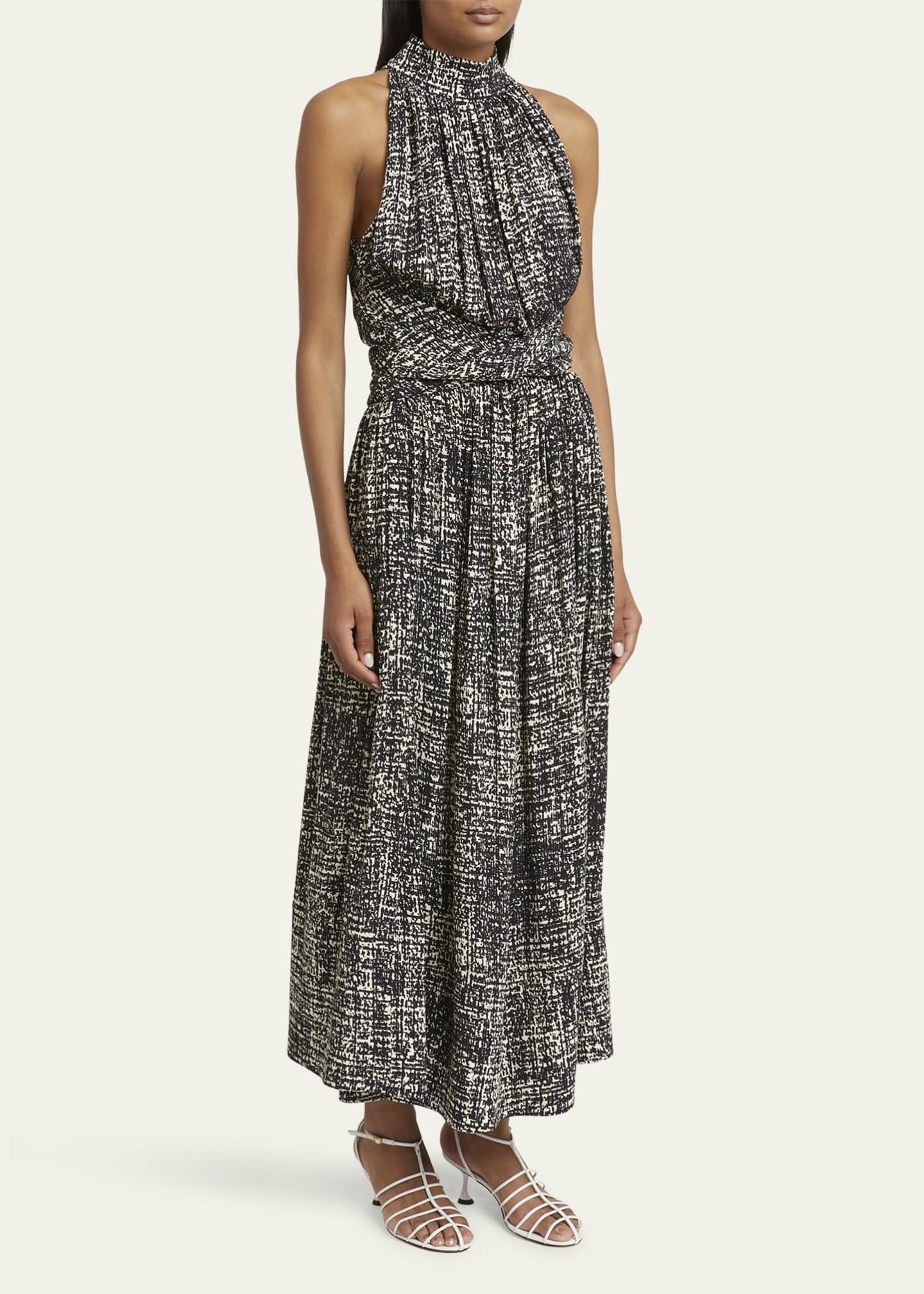 Lola Halter Printed Viscose Crepe Midi Dress