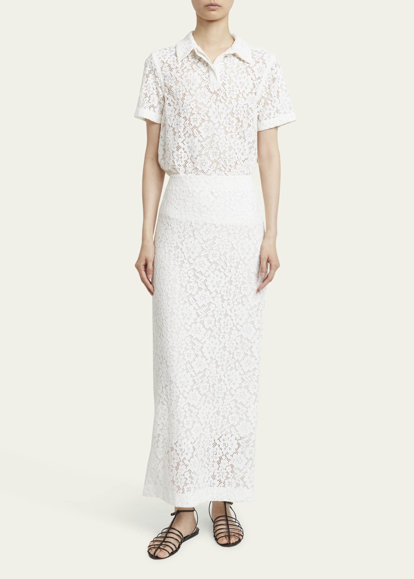 Proenza Schouler Jasmine Long Stretch Lace Skirt Image 2 of 5