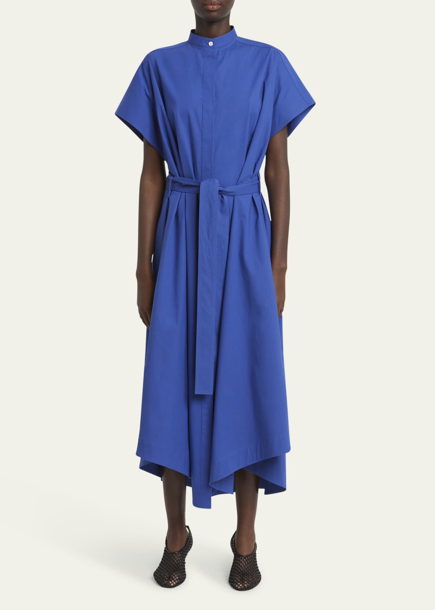 Proenza Schouler Walker Band-Collar Eco Poplin Shirtdress Image 2 of 5