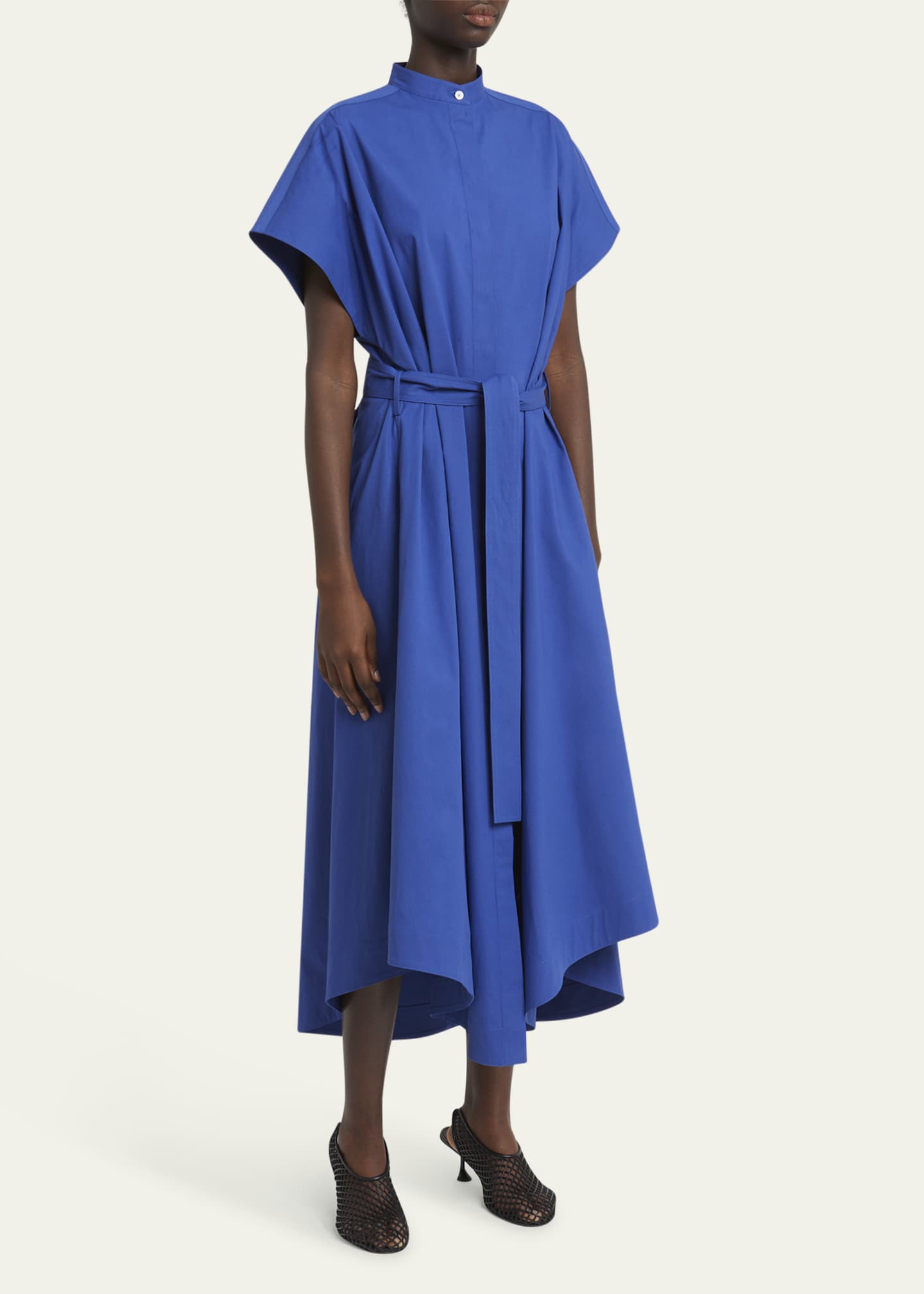 Proenza Schouler Walker Band-Collar Eco Poplin Shirtdress Image 4 of 5