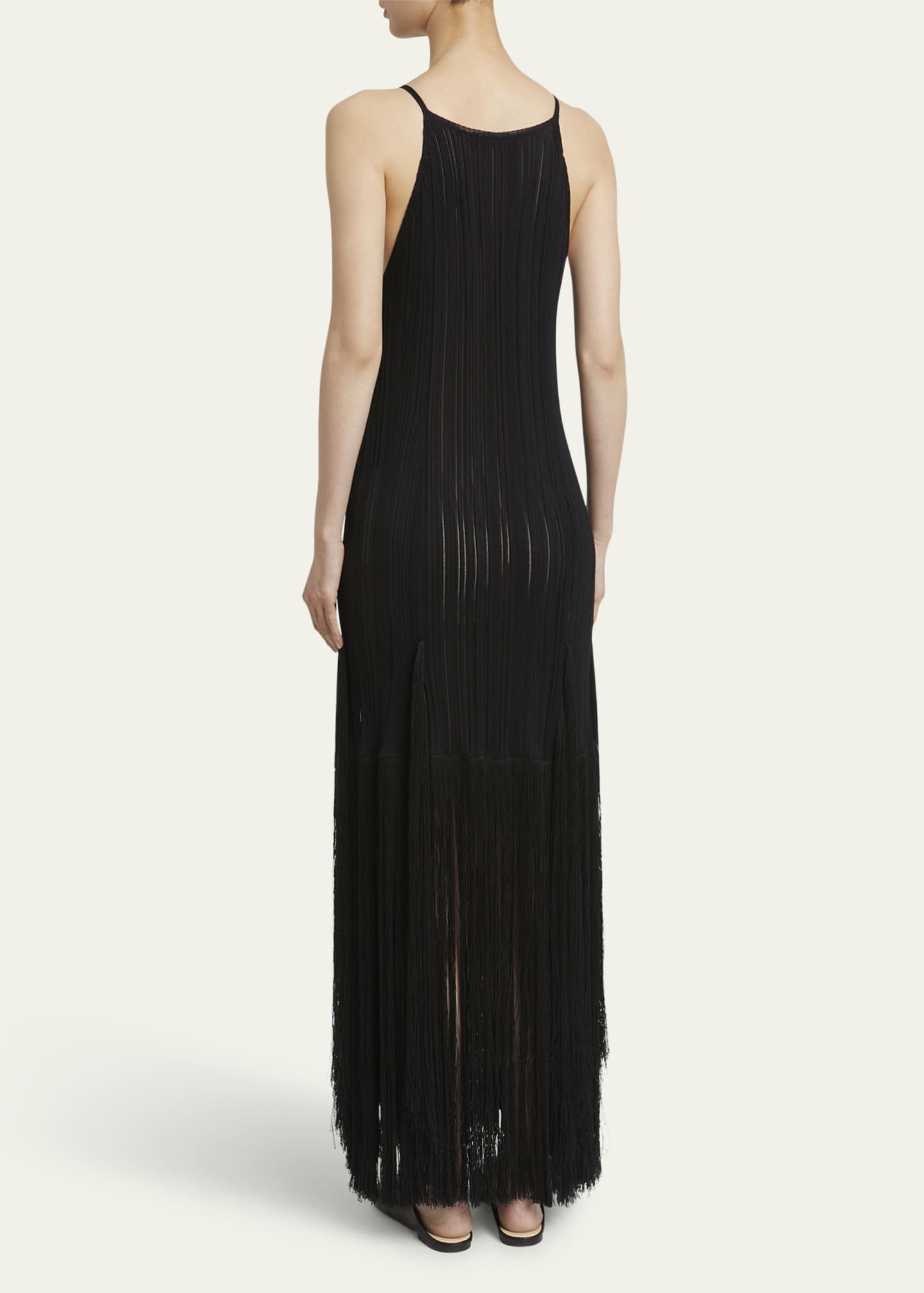 Proenza Schouler Everly Long Viscose Fringe Knit Dress Image 3 of 5