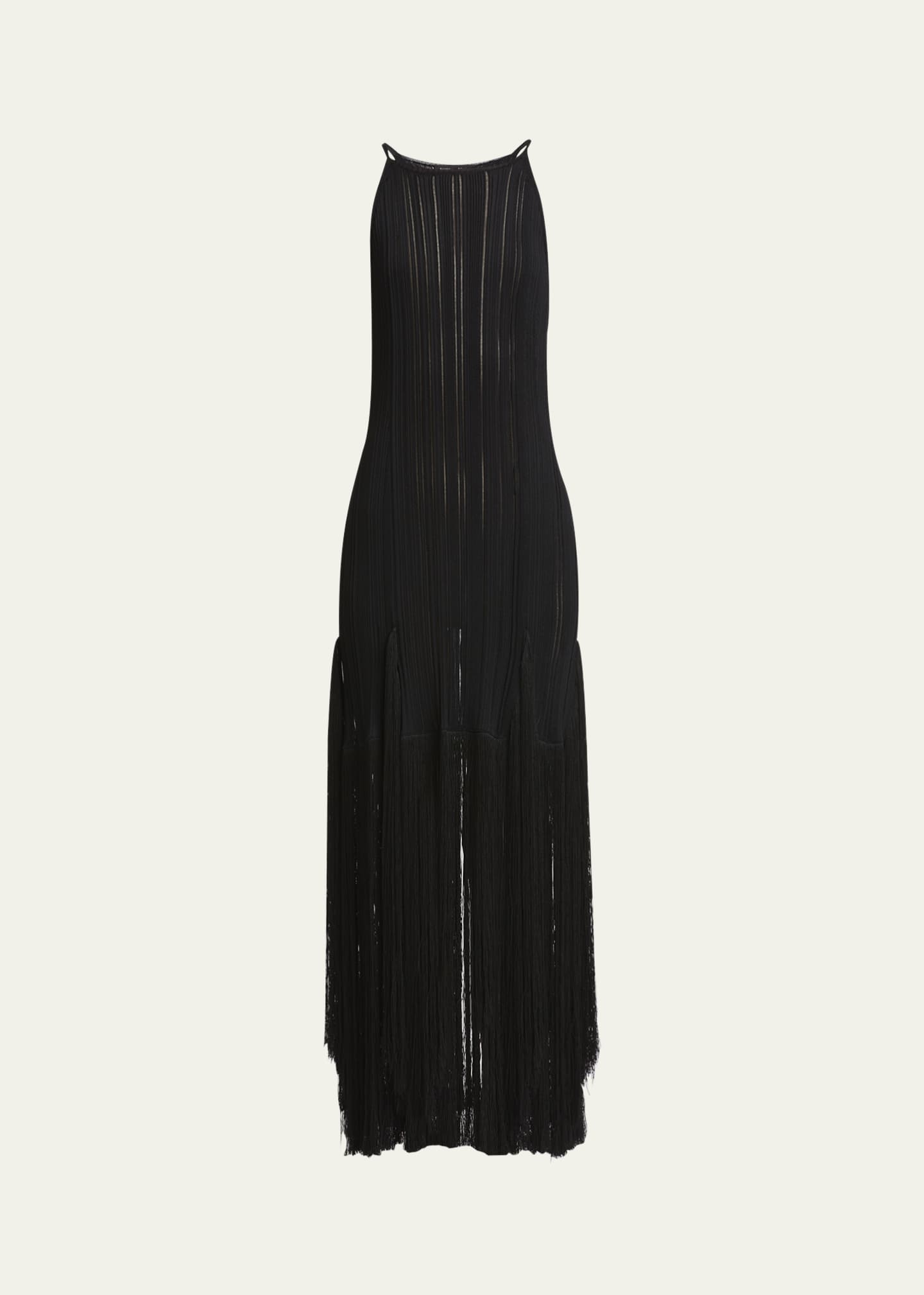 Proenza Schouler Everly Long Viscose Fringe Knit Dress Image 1 of 5