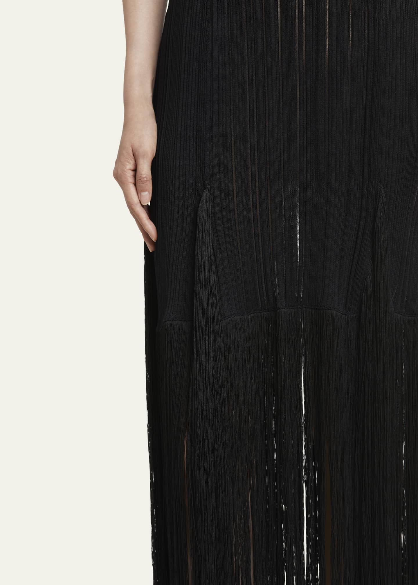 Proenza Schouler Everly Long Viscose Fringe Knit Dress Image 5 of 5