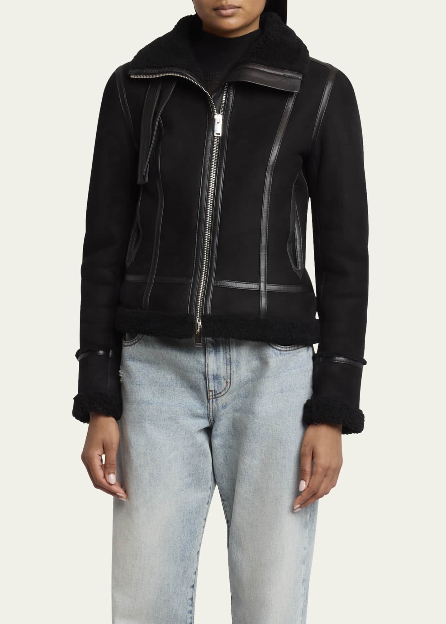 Arlo Suede Back Shearling Jacket - Thumbnail 4