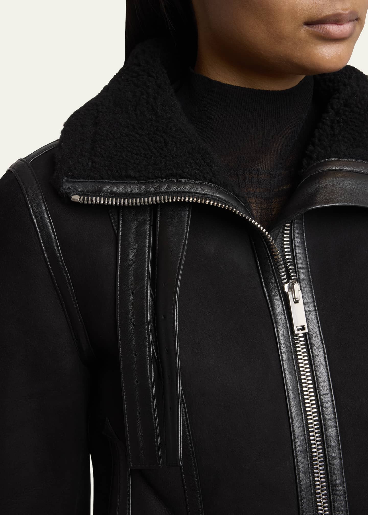 Arlo Suede Back Shearling Jacket - Thumbnail 5