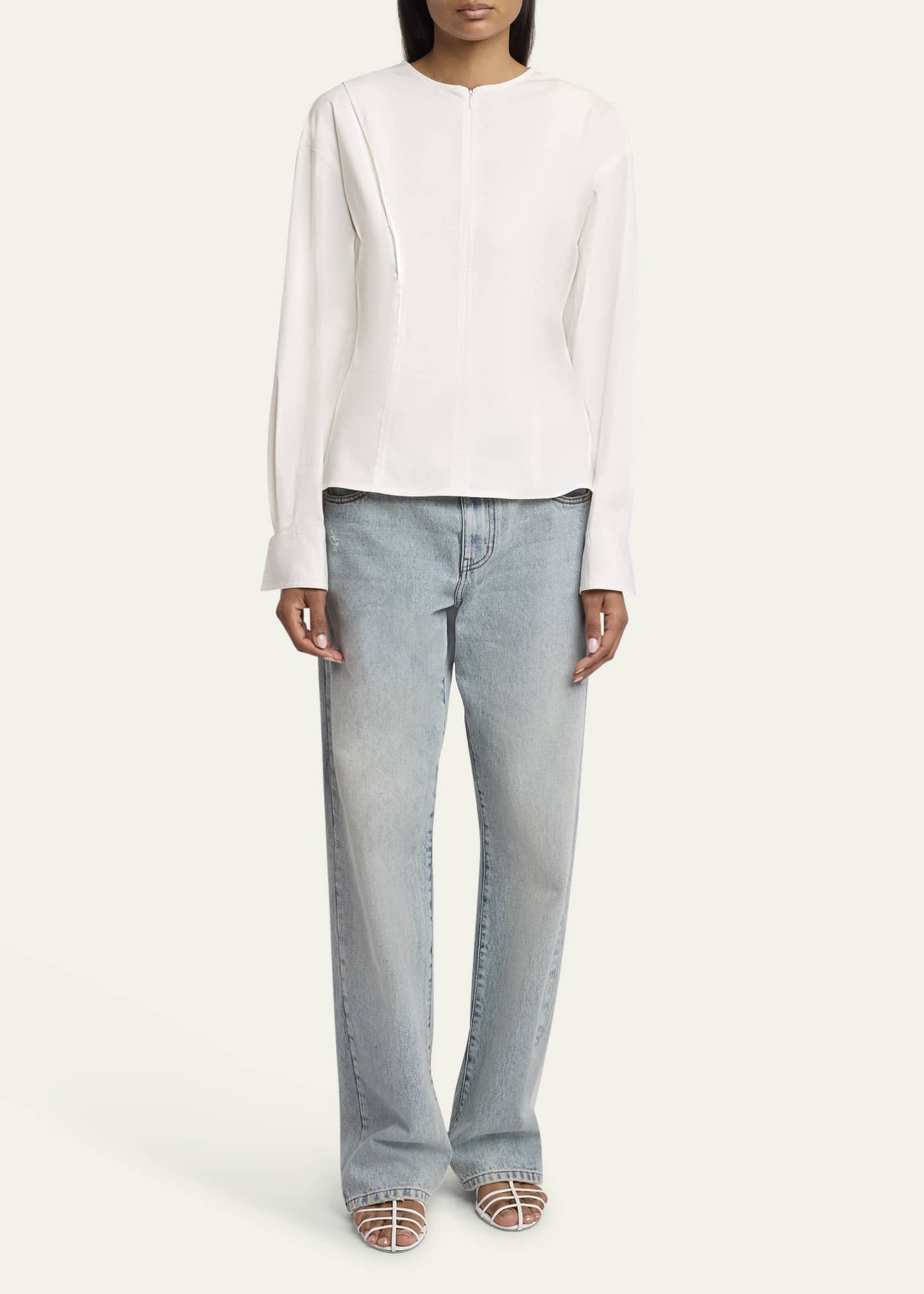 Proenza Schouler Ivonne Zip Front Eco Poplin Top Image 2 of 5