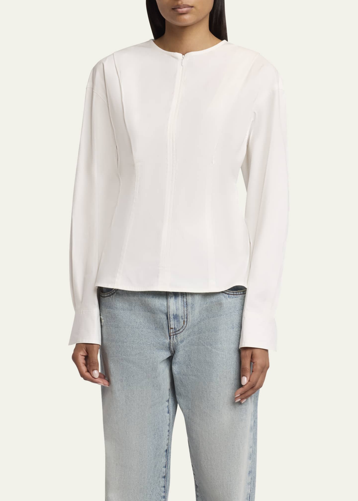 Proenza Schouler Ivonne Zip Front Eco Poplin Top Image 4 of 5