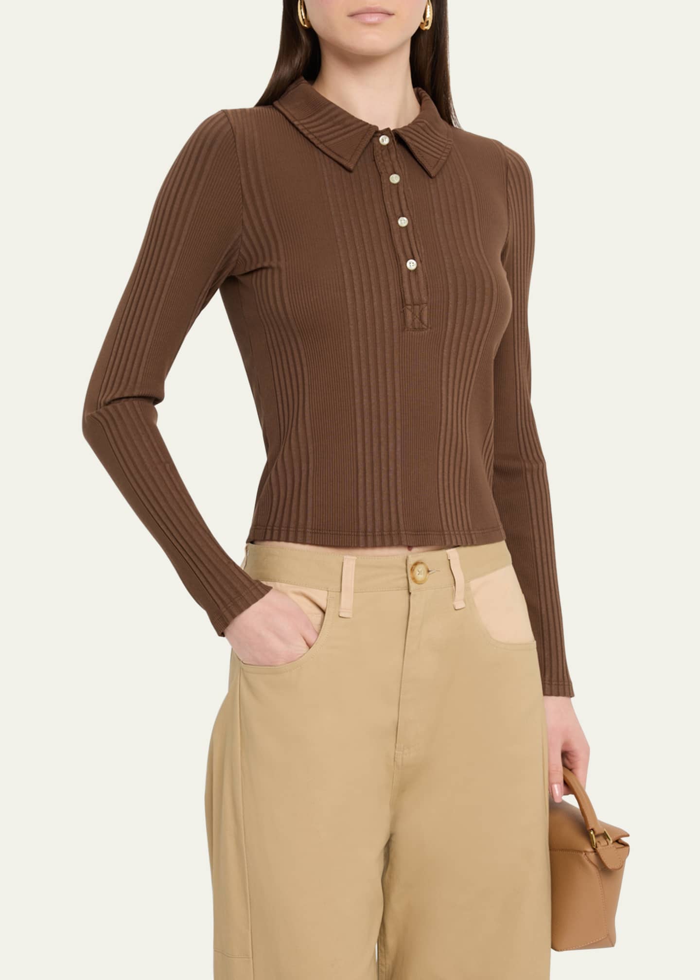 NSF Clothing Ali Fitted Ribbed Polo Image 4 of 5