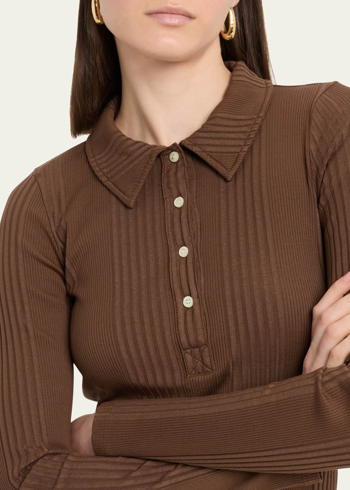 NSF Clothing Ali Fitted Ribbed Polo Image 5 of 5