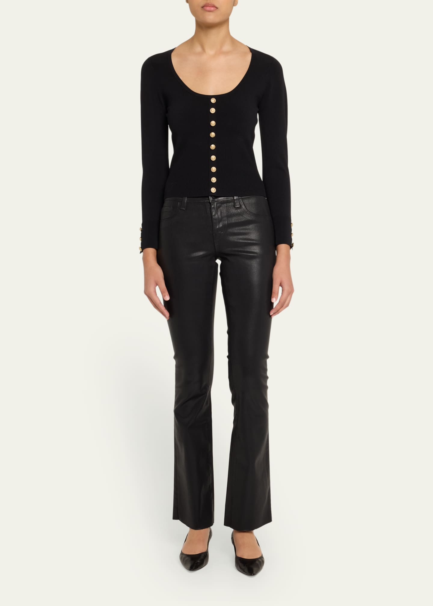 L'Agence Lanette Scoop-Neck Cardigan Image 2 of 5