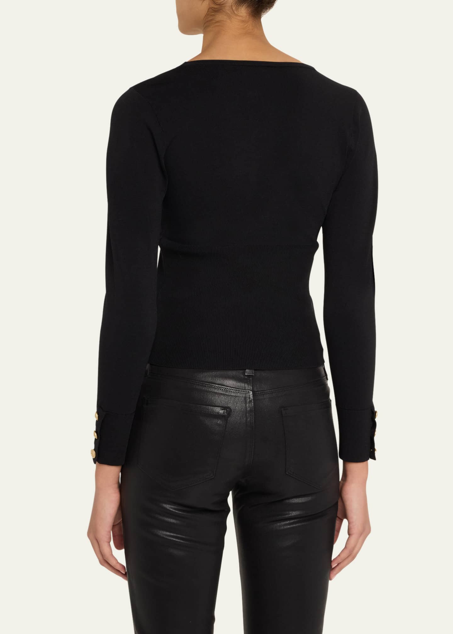 L'Agence Lanette Scoop-Neck Cardigan Image 3 of 5