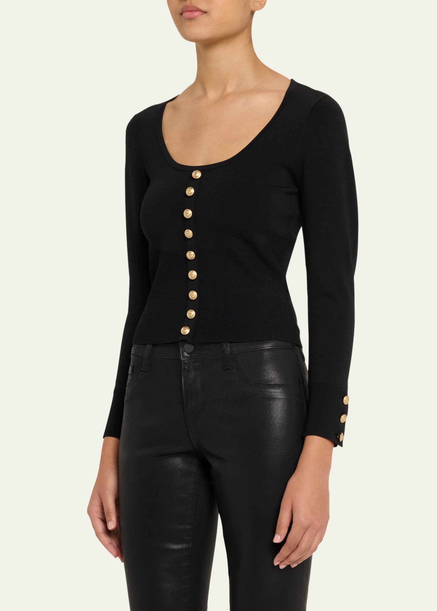 L'Agence Lanette Scoop-Neck Cardigan Image 4 of 5