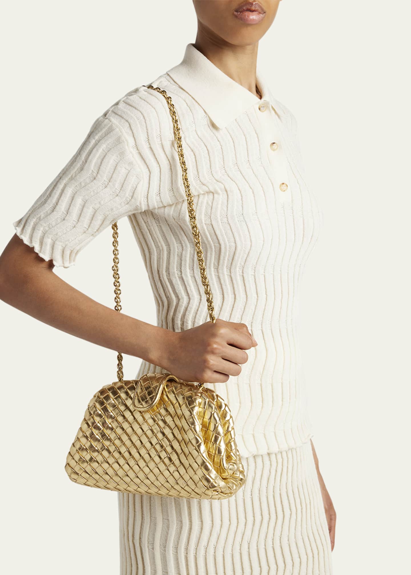 Bottega Veneta Mini Lauren 1980 Metallic Leather Clutch Bag Image 2 of 5