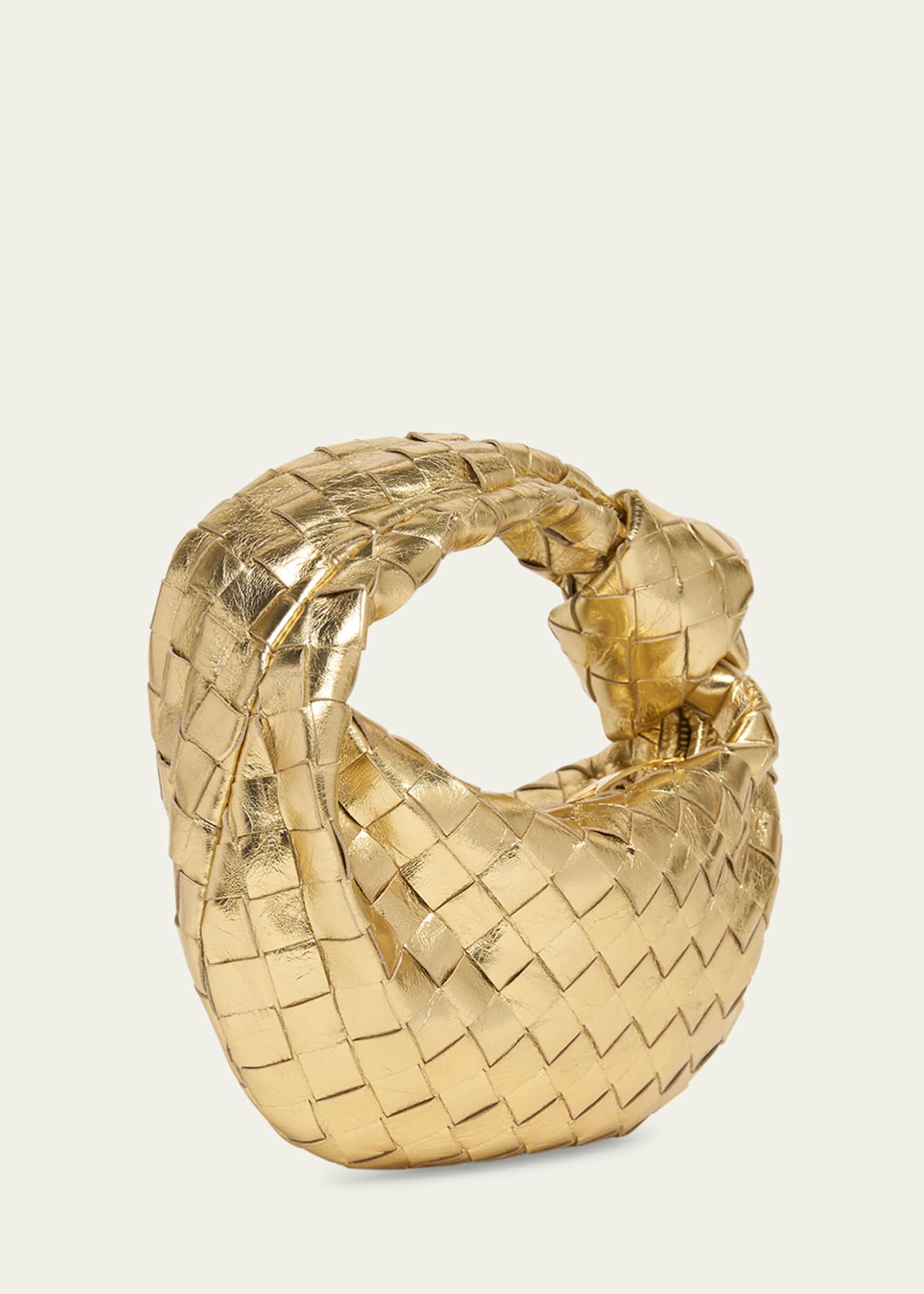 Bottega Veneta Mini Jodie Metallic Leather Top-Handle Bag