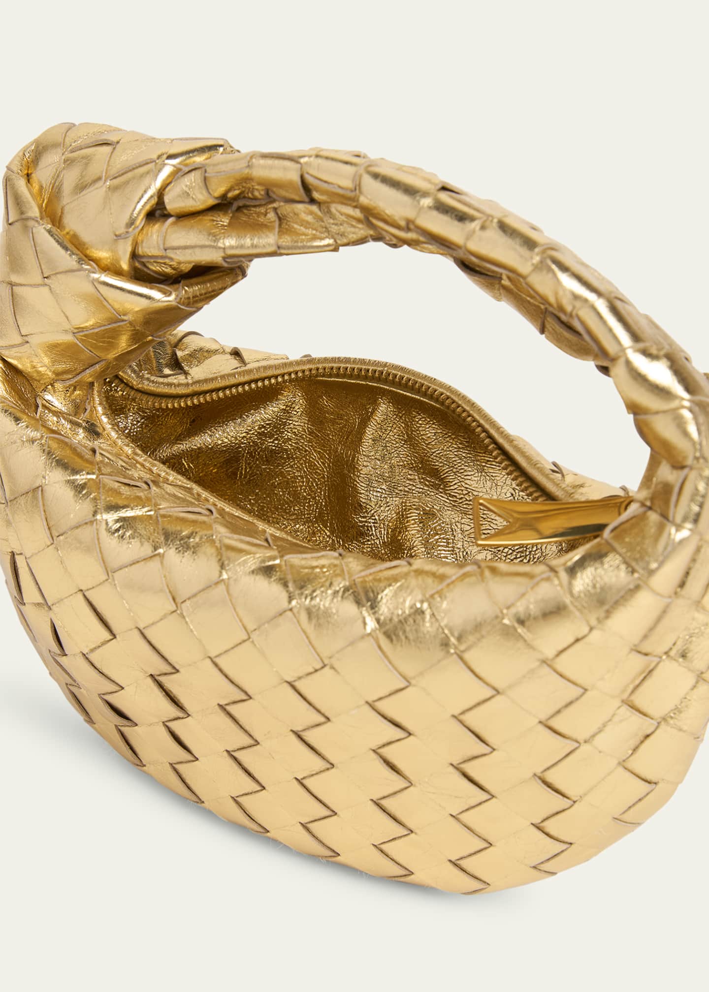Bottega Veneta Mini Jodie Metallic Leather Top-Handle Bag