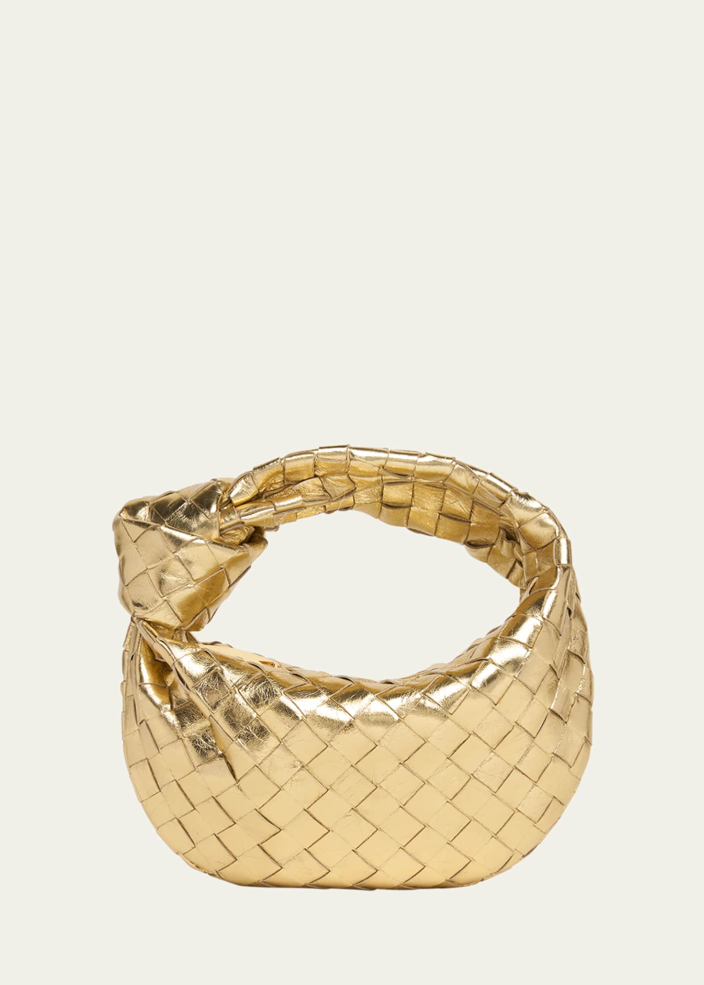 Bottega Veneta Mini Jodie Metallic Leather Top-Handle Bag