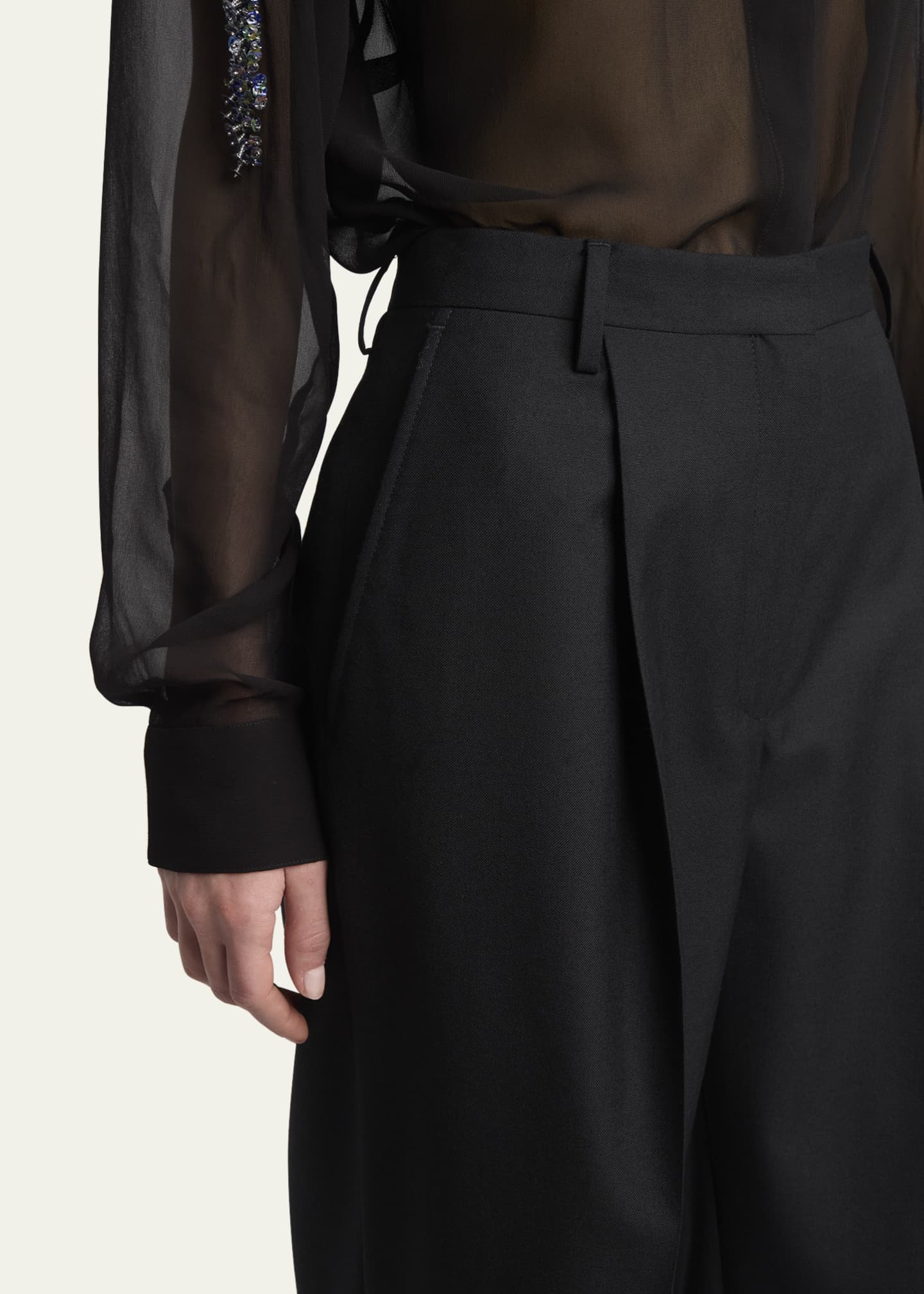 Vintage 90s Black Wool Trousers Size Large | Minimal Classic