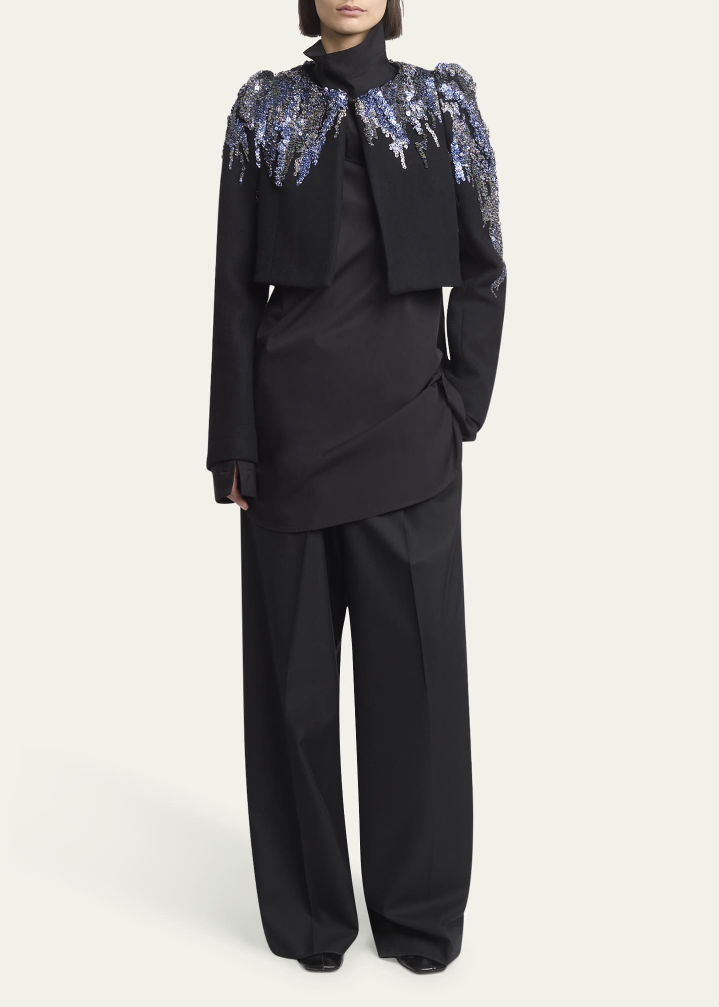 Dries Van Noten Bea Sequined Cropped Wool Jacket Image 2 of 5
