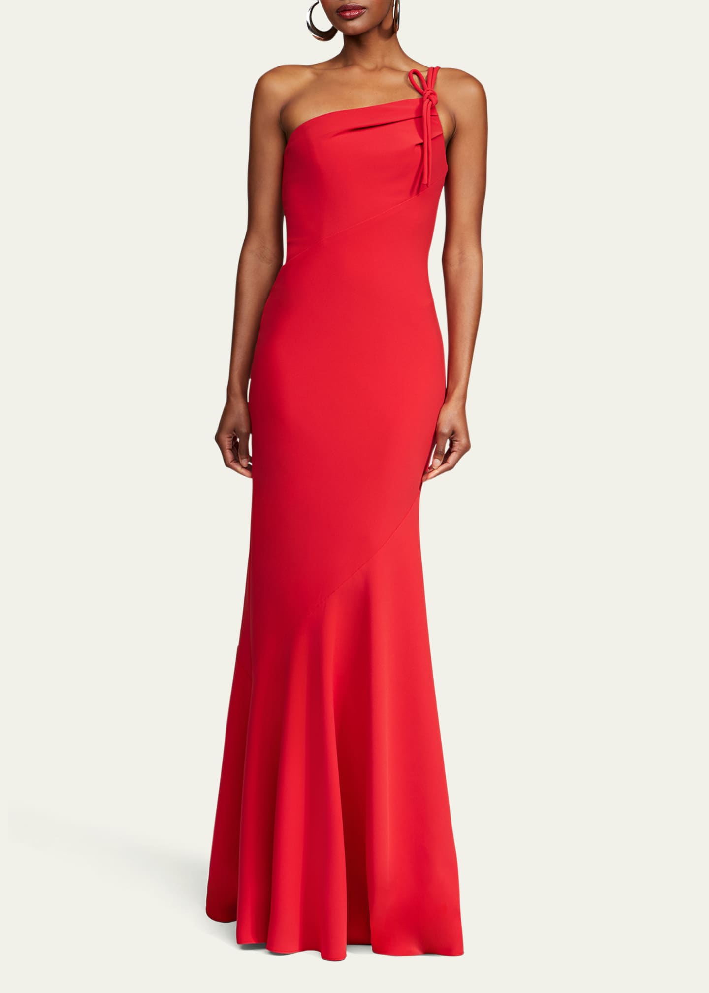 Halston Sybil One-Shoulder Crepe Column Gown Image 2 of 5