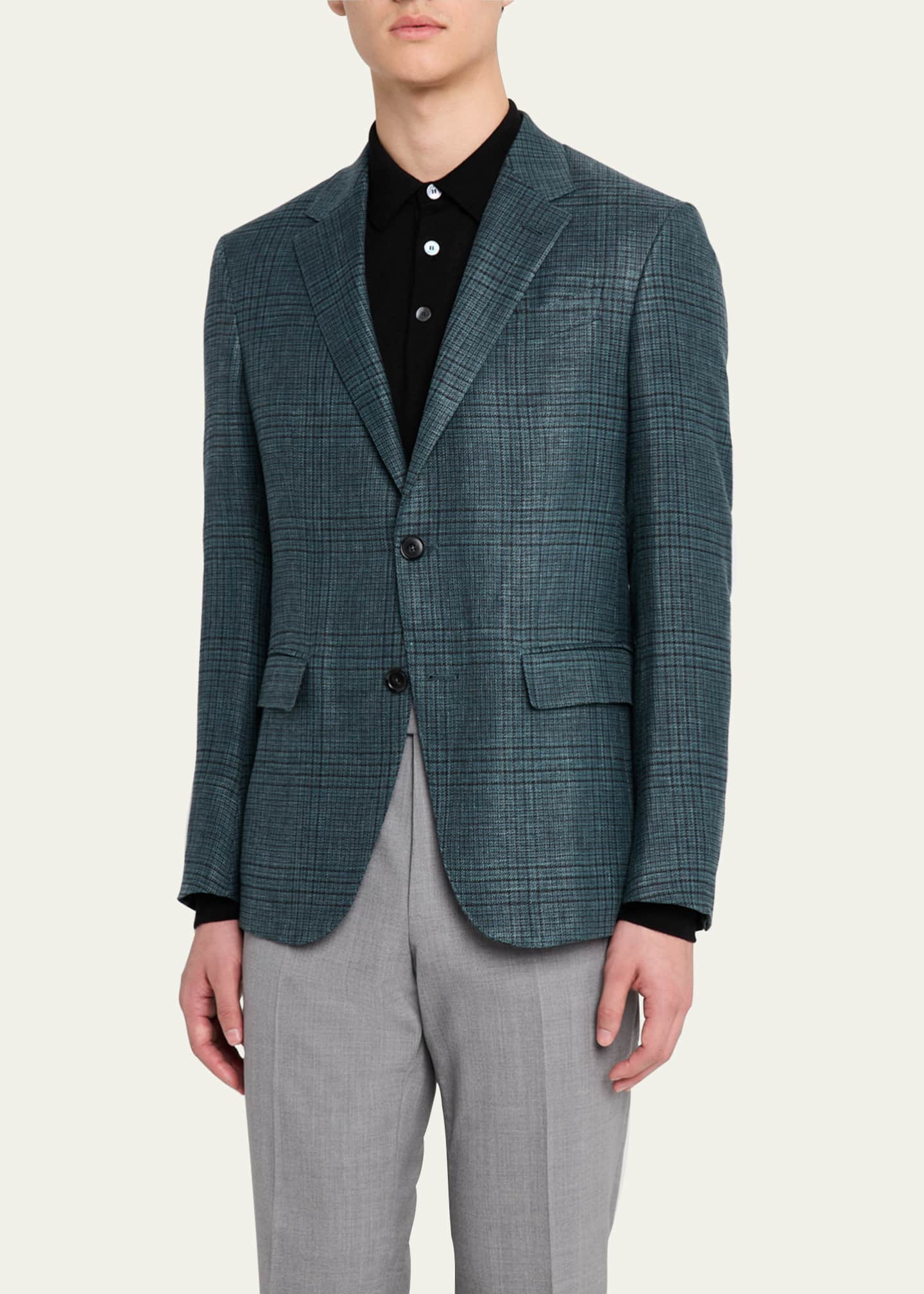 ZEGNA Men's Crossover Prince of Wales Sport Coat Image 4 of 6