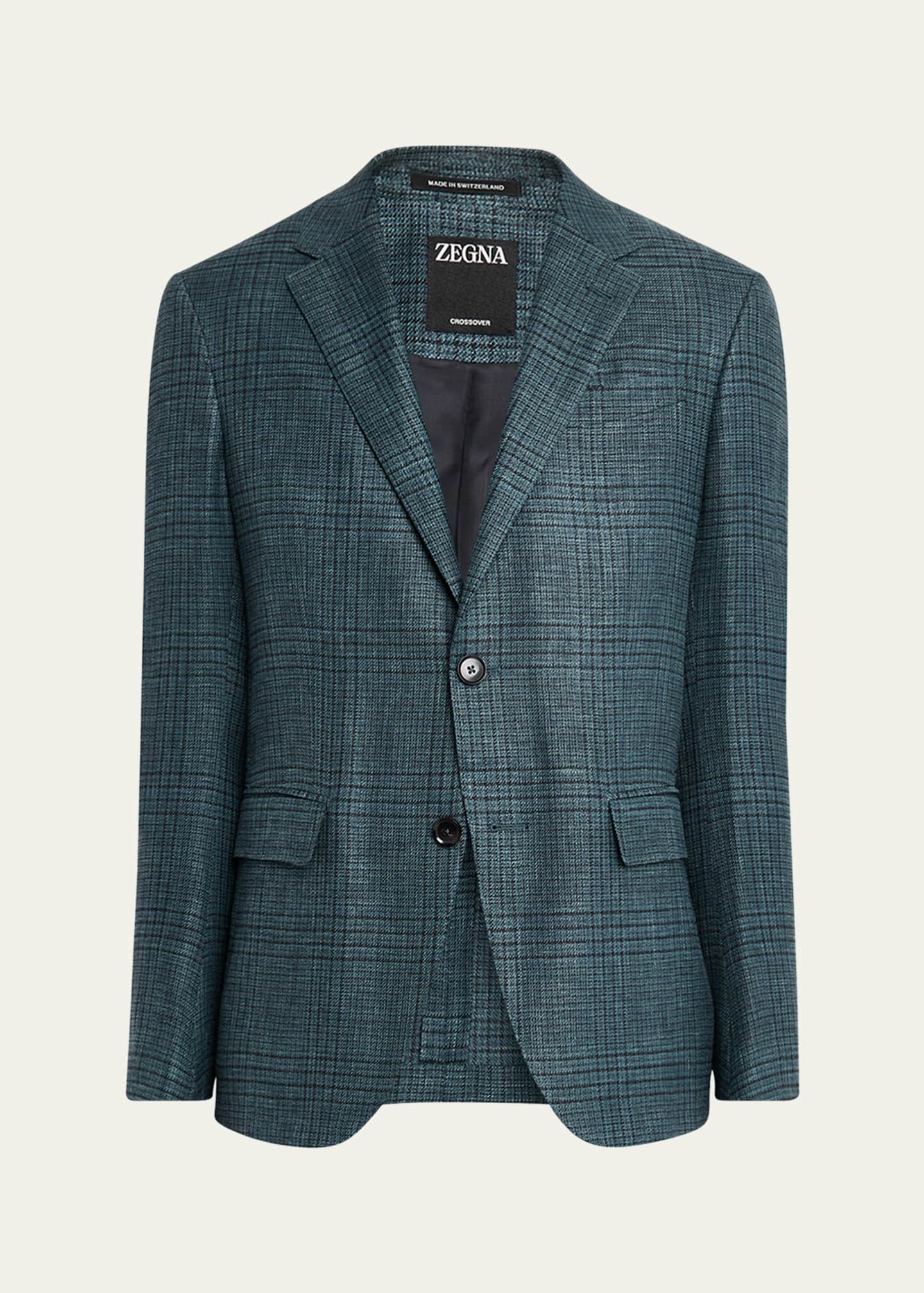 ZEGNA Men's Crossover Prince of Wales Sport Coat Image 1 of 6