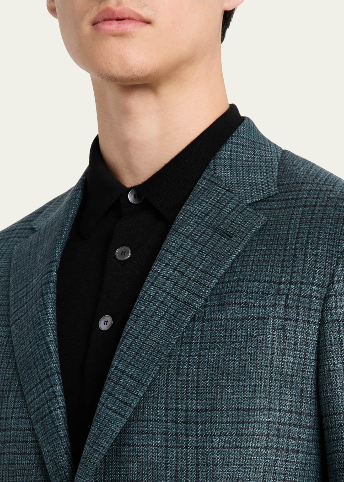ZEGNA Men's Crossover Prince of Wales Sport Coat Image 5 of 6