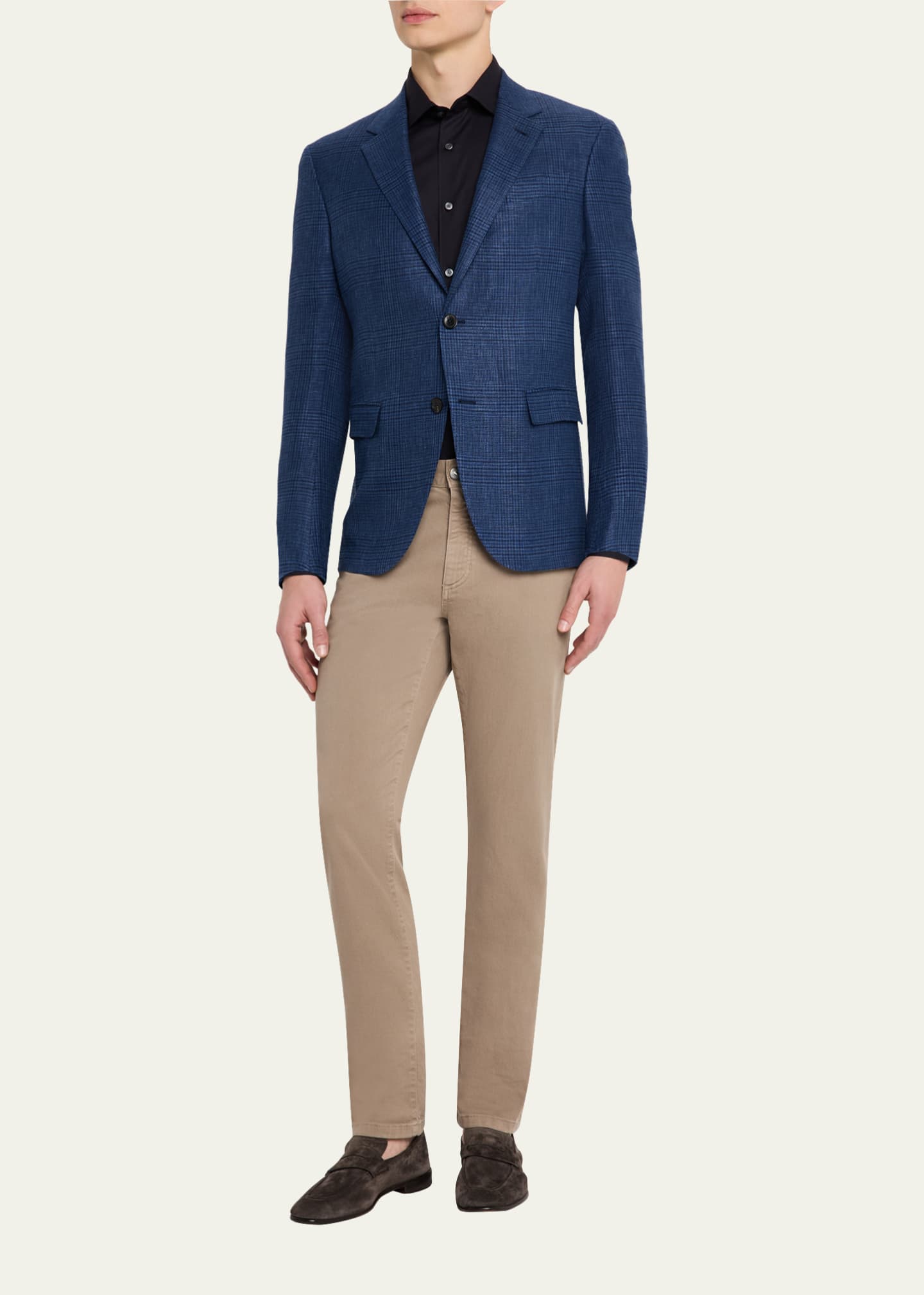 ZEGNA Men's Prince of Wales Crossover Sport Coat Image 2 of 6