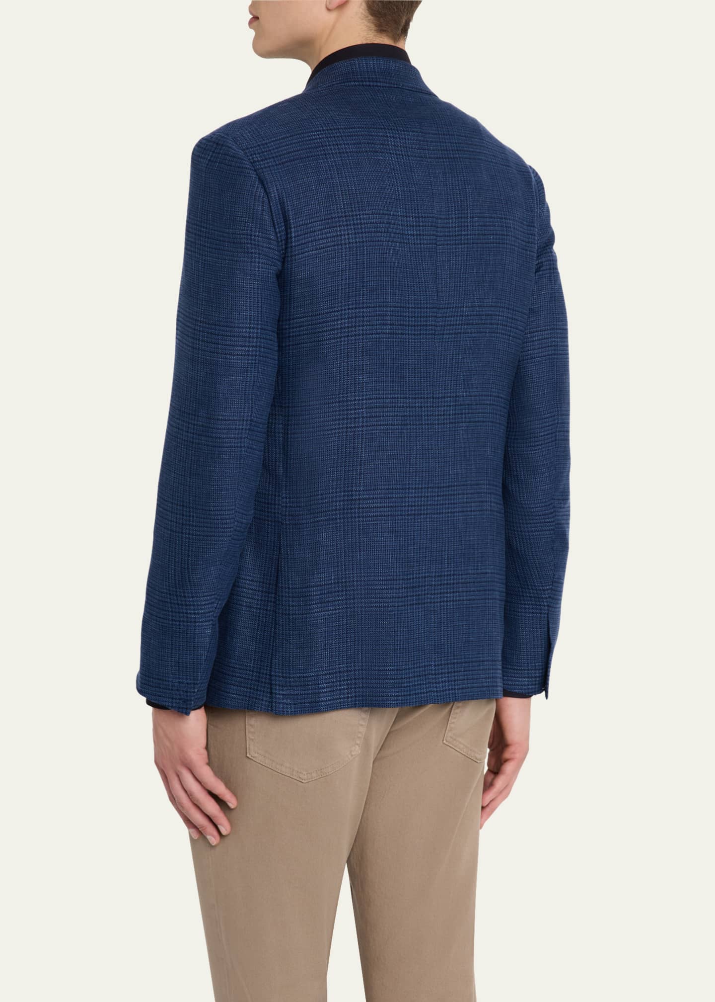 ZEGNA Men's Prince of Wales Crossover Sport Coat Image 3 of 6