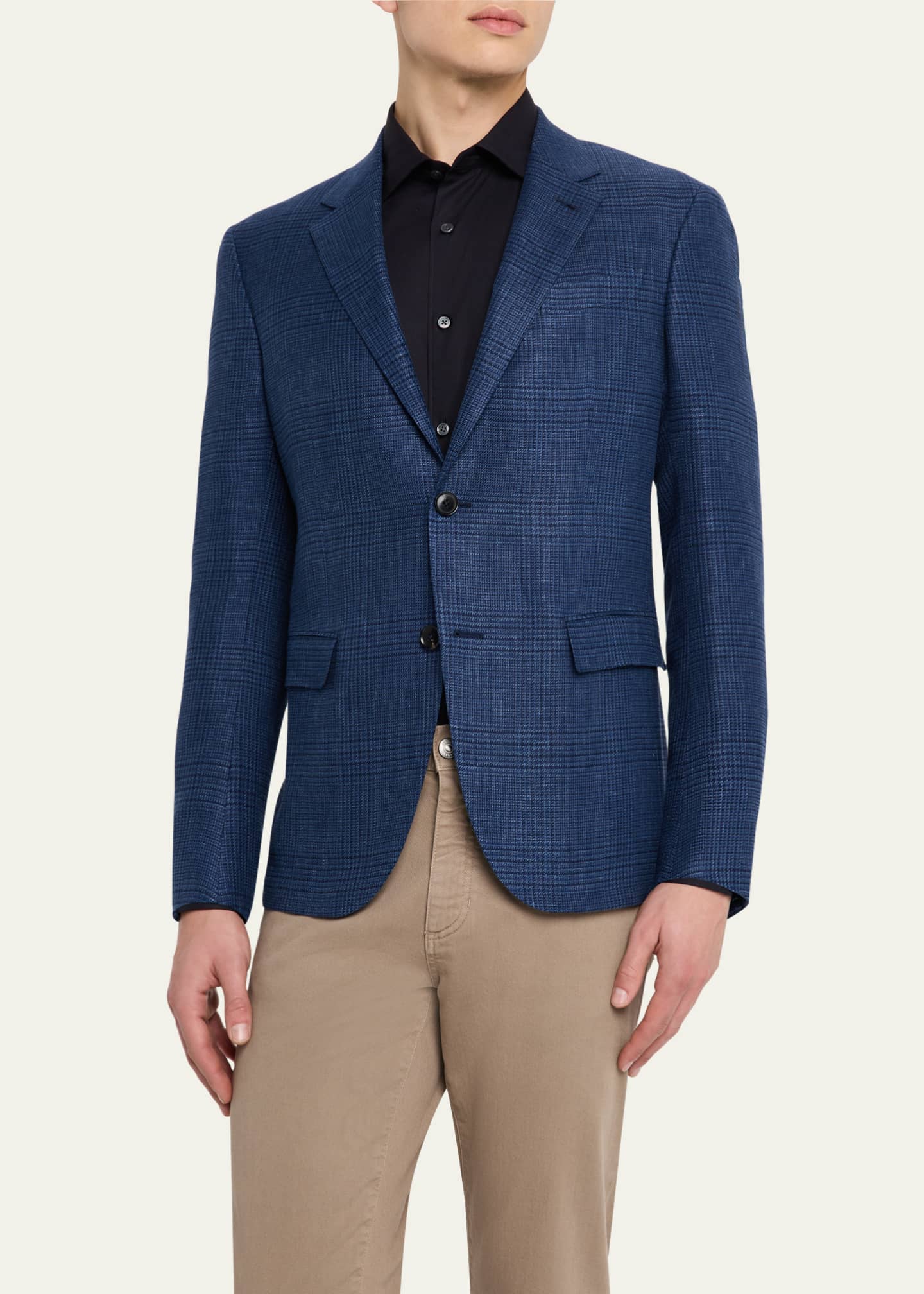 ZEGNA Men's Prince of Wales Crossover Sport Coat Image 4 of 6