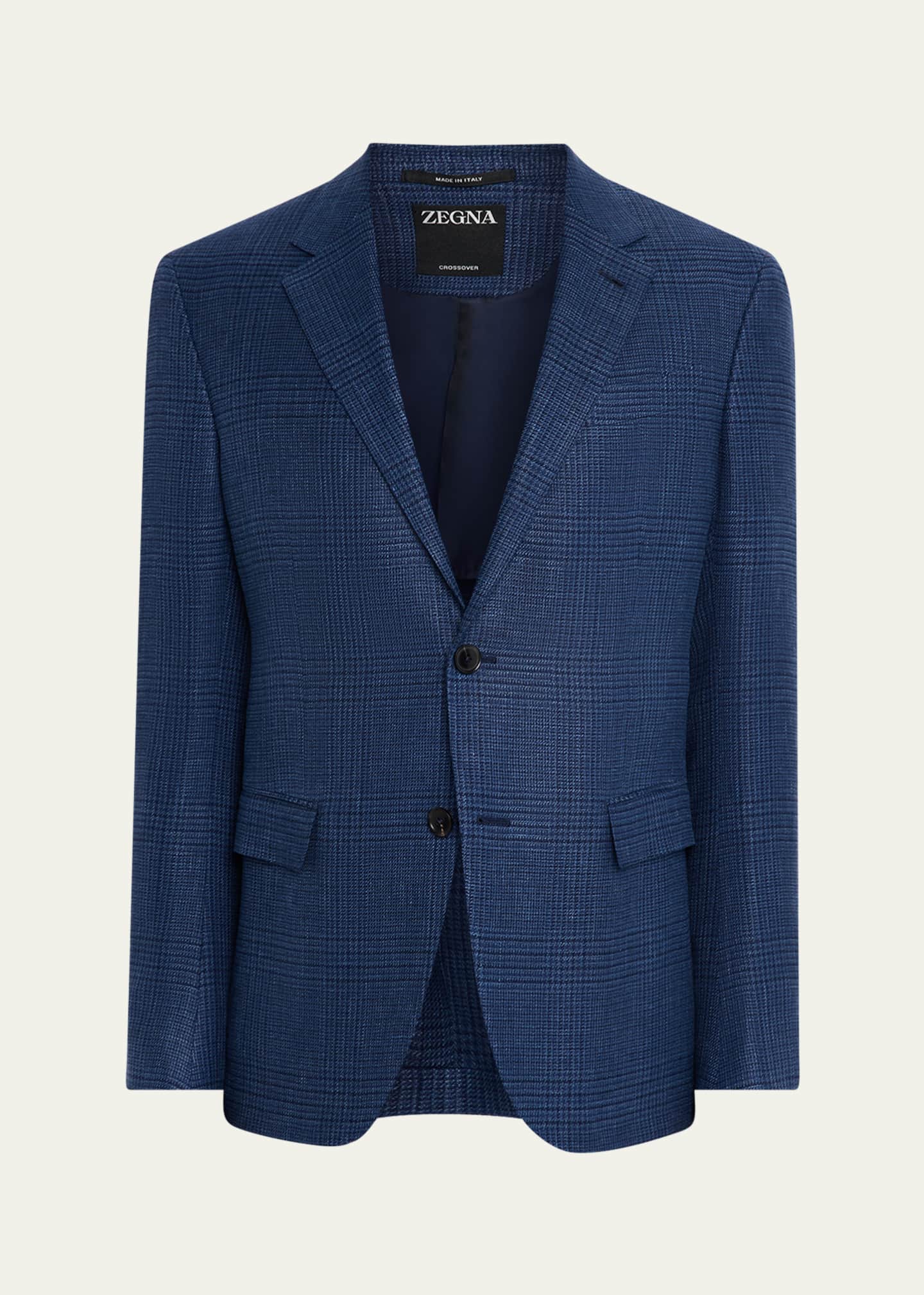 ZEGNA Men's Prince of Wales Crossover Sport Coat Image 1 of 6