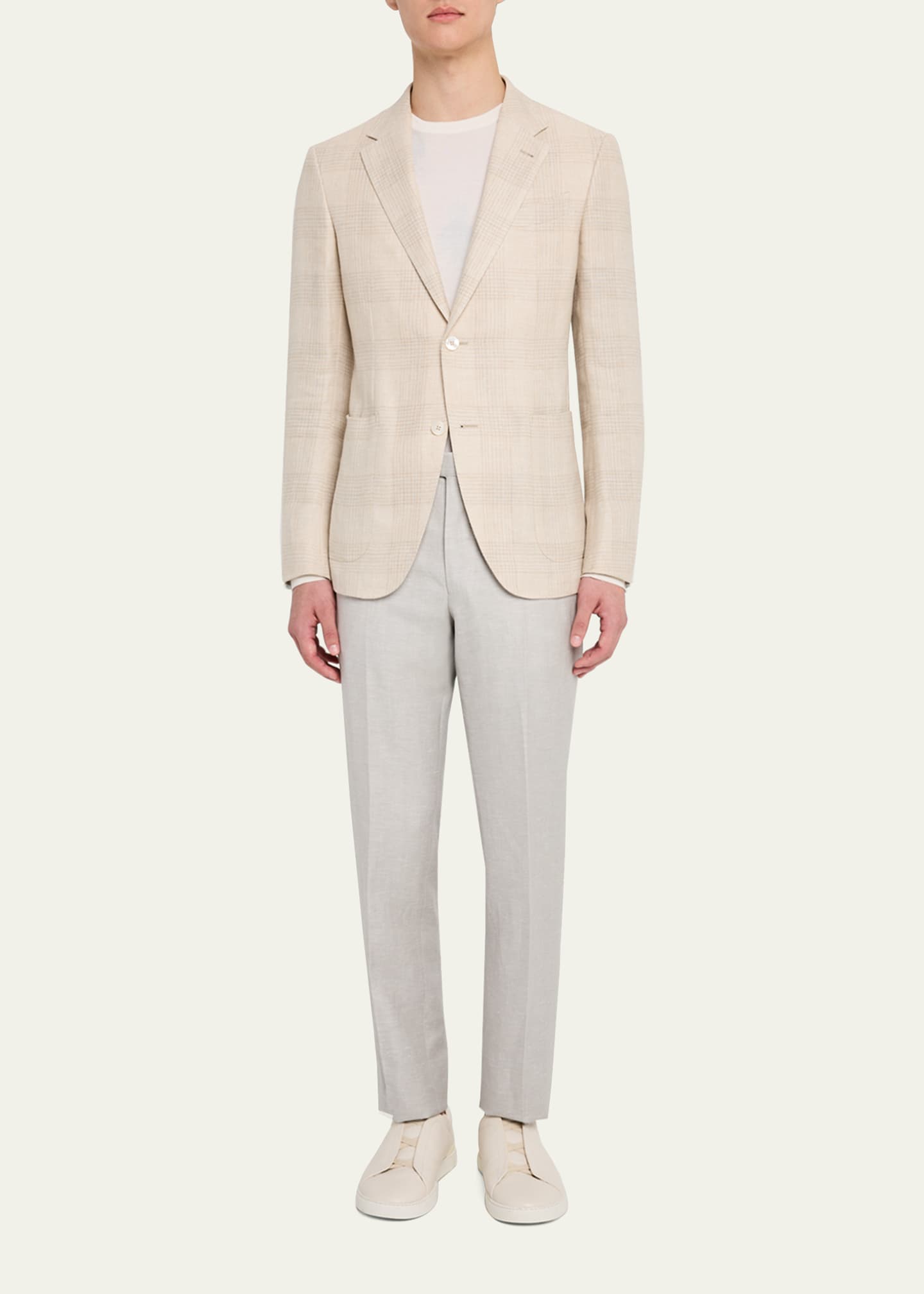 ZEGNA Men's Tonal Plaid Crossover Sport Coat Image 2 of 6