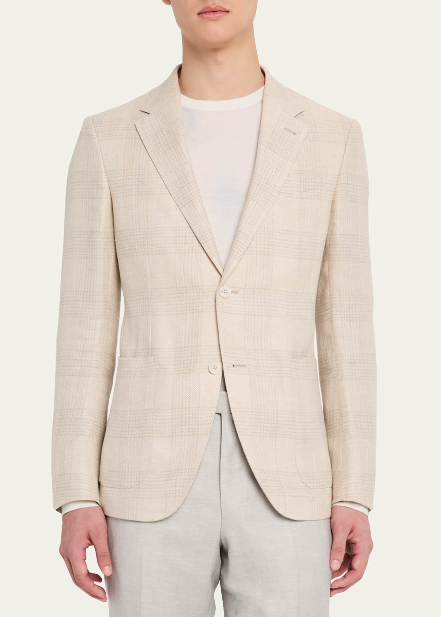 ZEGNA Men's Tonal Plaid Crossover Sport Coat Image 4 of 6