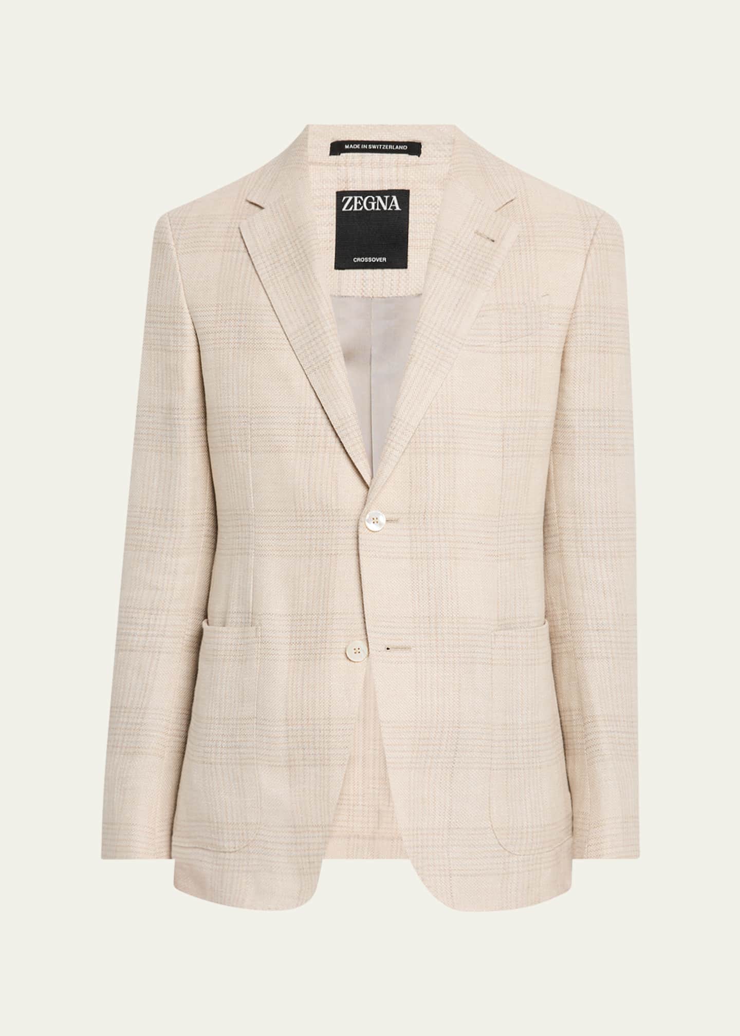 ZEGNA Men's Tonal Plaid Crossover Sport Coat Image 1 of 6