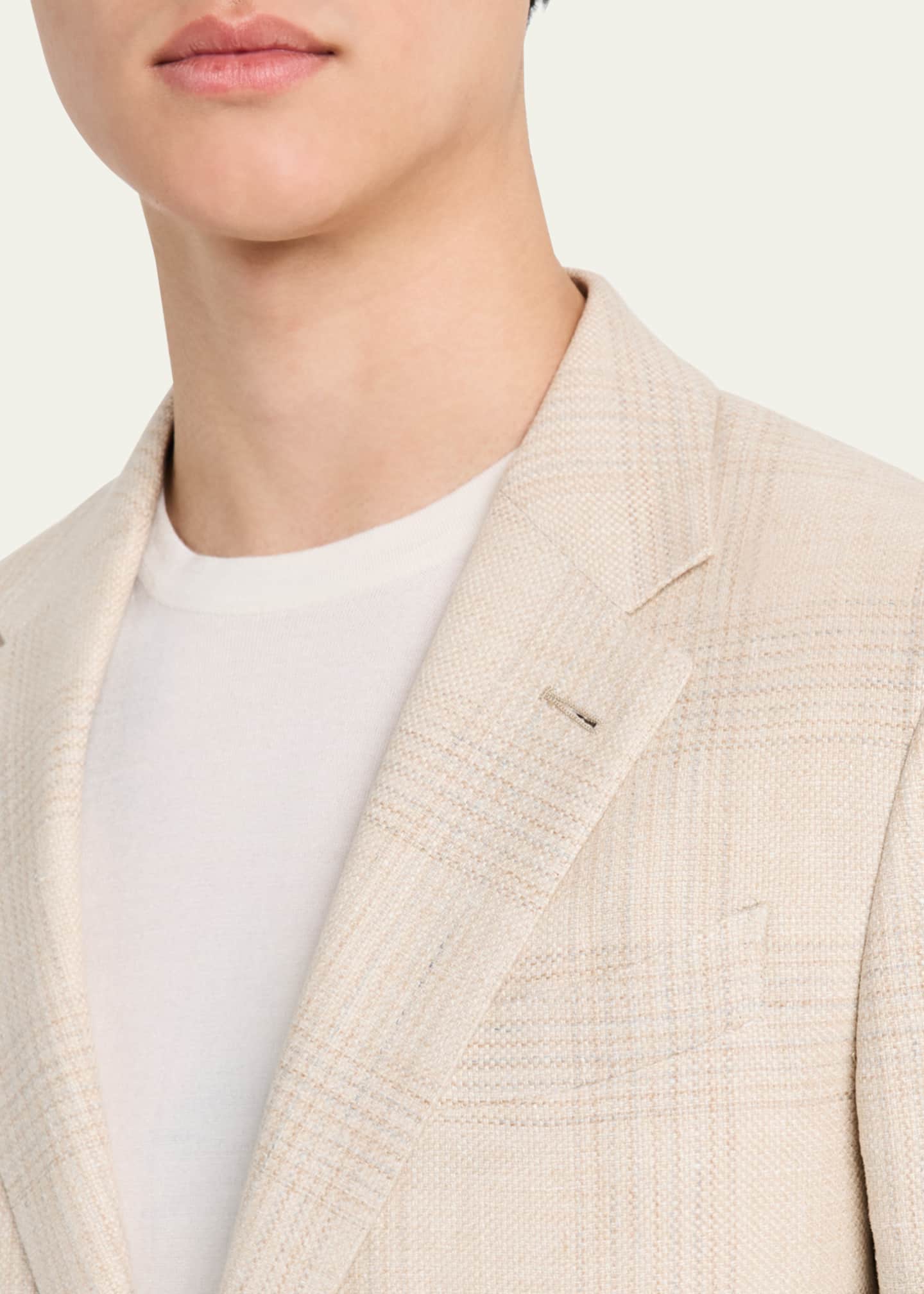ZEGNA Men's Tonal Plaid Crossover Sport Coat Image 5 of 6