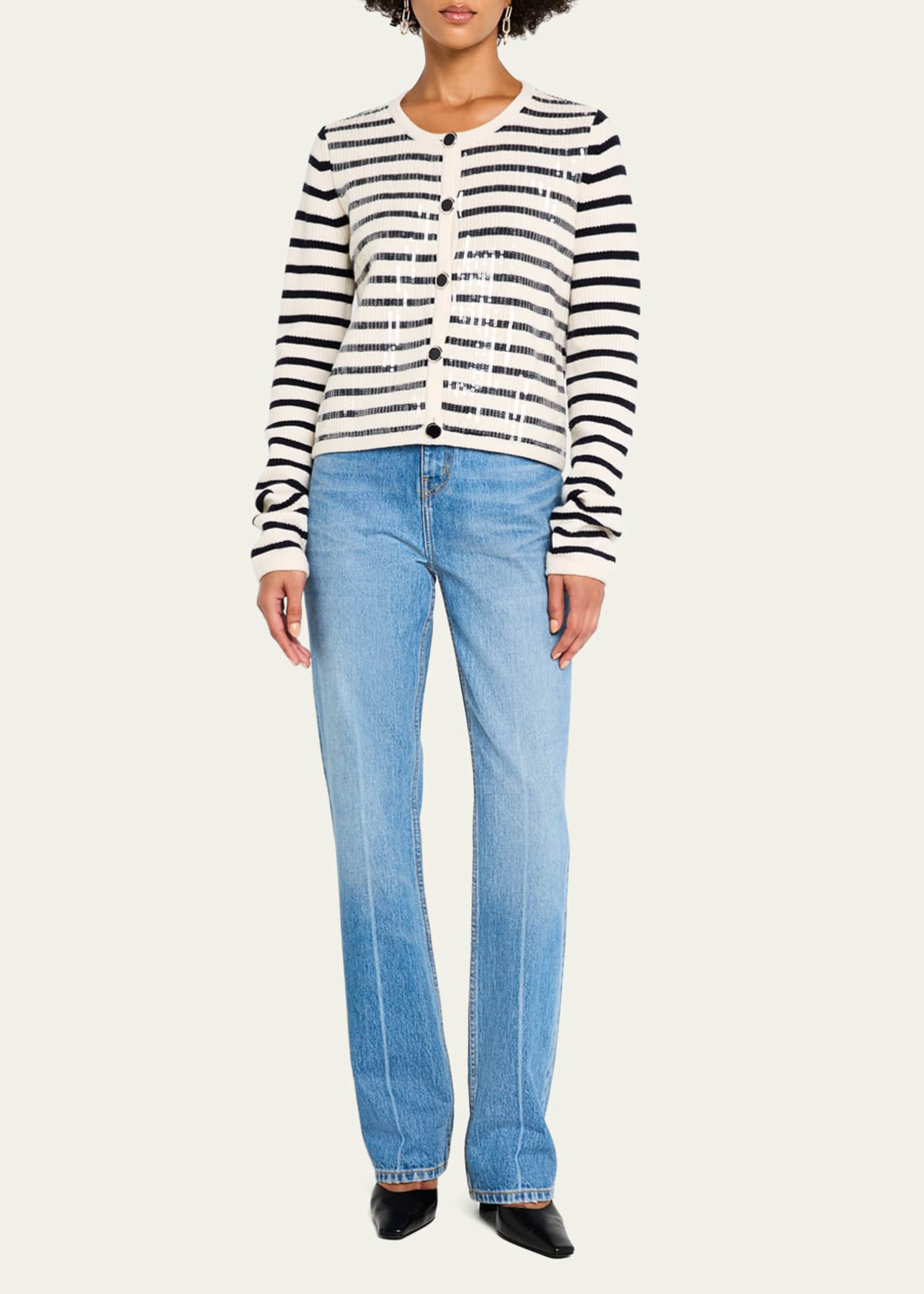 Derek Lam 10 Crosby Nebula Sequined Striped Cardigan Image 2 of 5