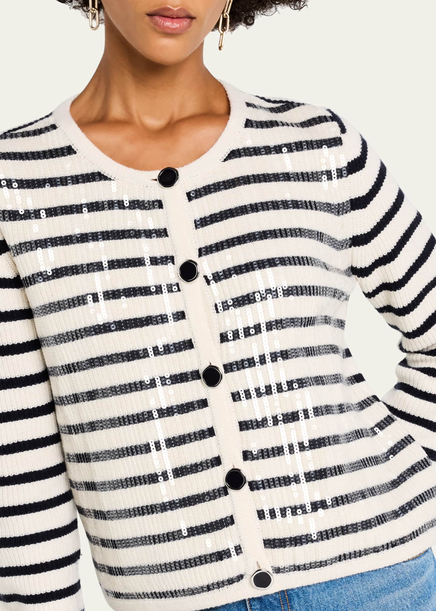 Derek Lam 10 Crosby Nebula Sequined Striped Cardigan Image 5 of 5
