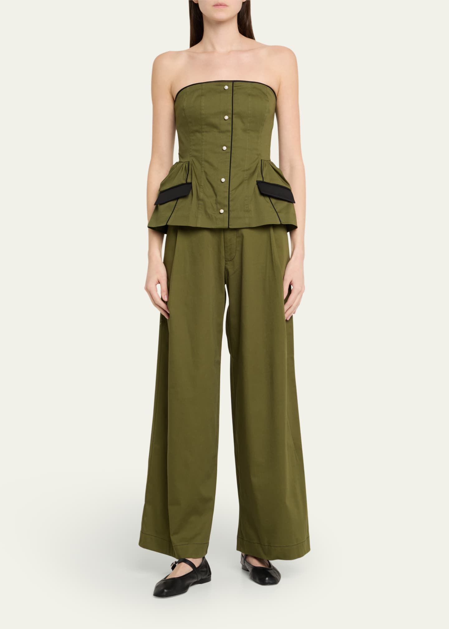 Kika Vargas Olympe Pleated Wide Leg Pants Image 2 of 5